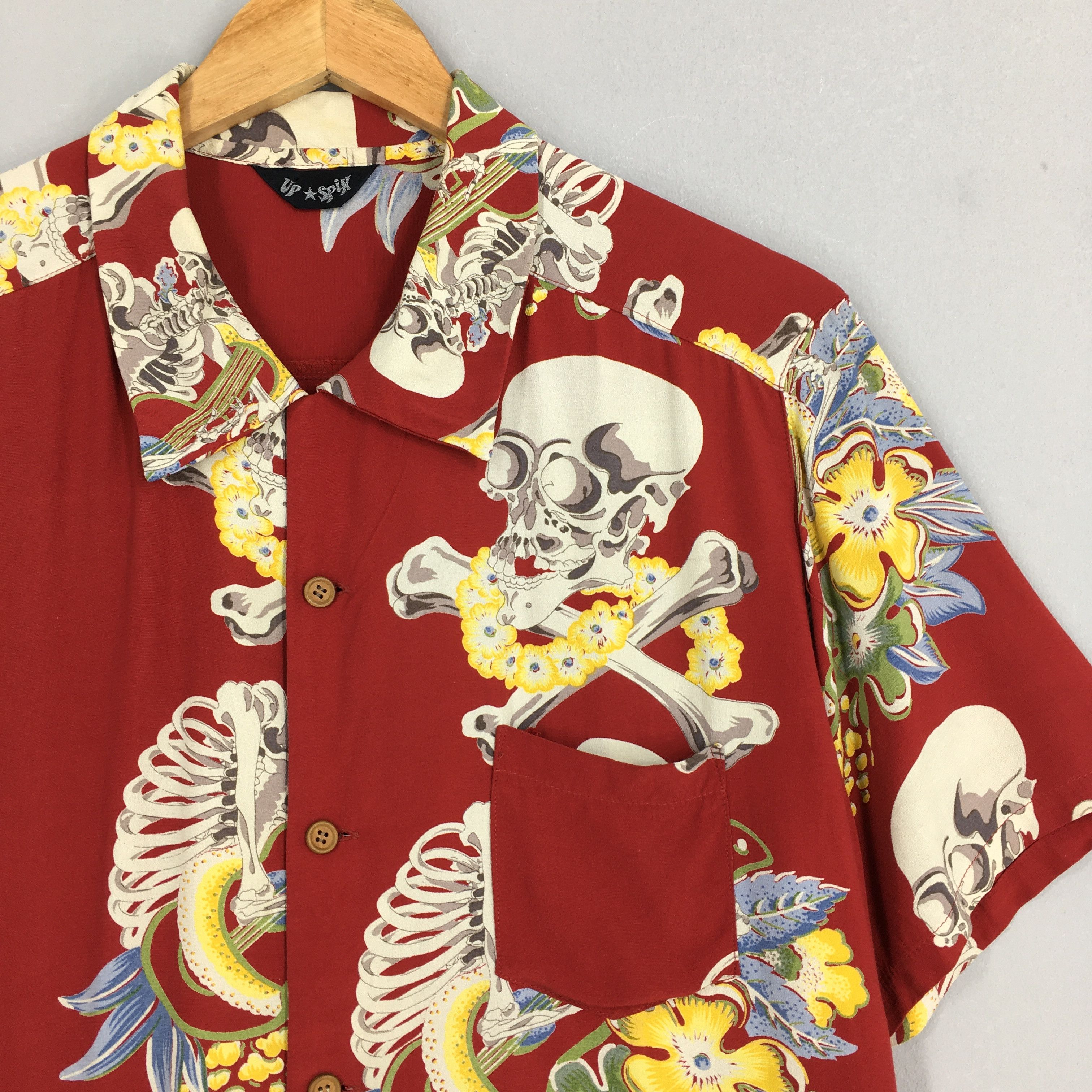 Vintage 80s Hawaiian Skull Bones Japanese Hawaii Shirt Small Size US S / EU 44-46 / 1 - 2 Thumbnail