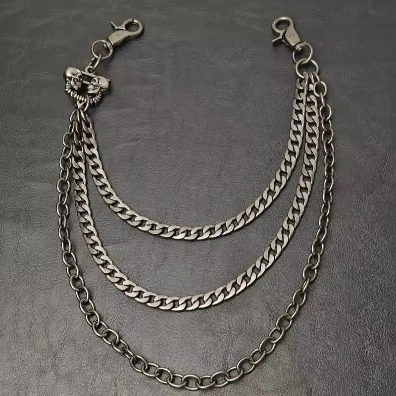 Jewelry Three Layers Double Skull Head Punk Chain Pants Size ONE SIZE - 9 Thumbnail