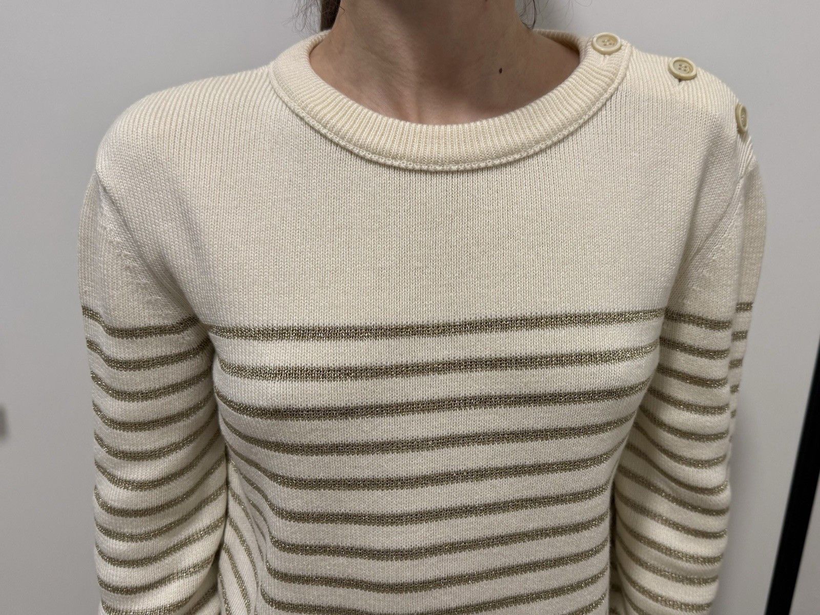Saint Laurent Paris DDP Saint Laurent Lurex Gold Stripped Knit Sweater Size M / US 6-8 / IT 42-44 - 4 Thumbnail