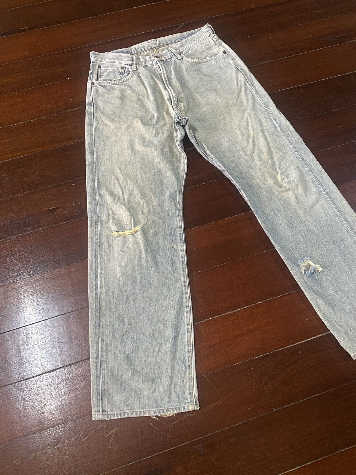 Edwin VINTAGE EDWIN 505 SELVEDGE DISTRESSED DENIM JEANS mud wash Size US 33 - 2 Thumbnail