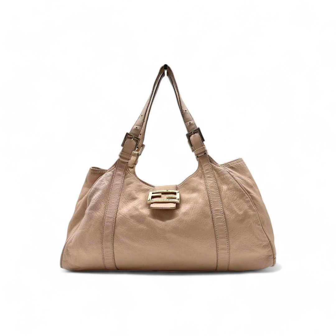 image of Fendi - Leather Handbag Shoulder Bag Beige, Women's