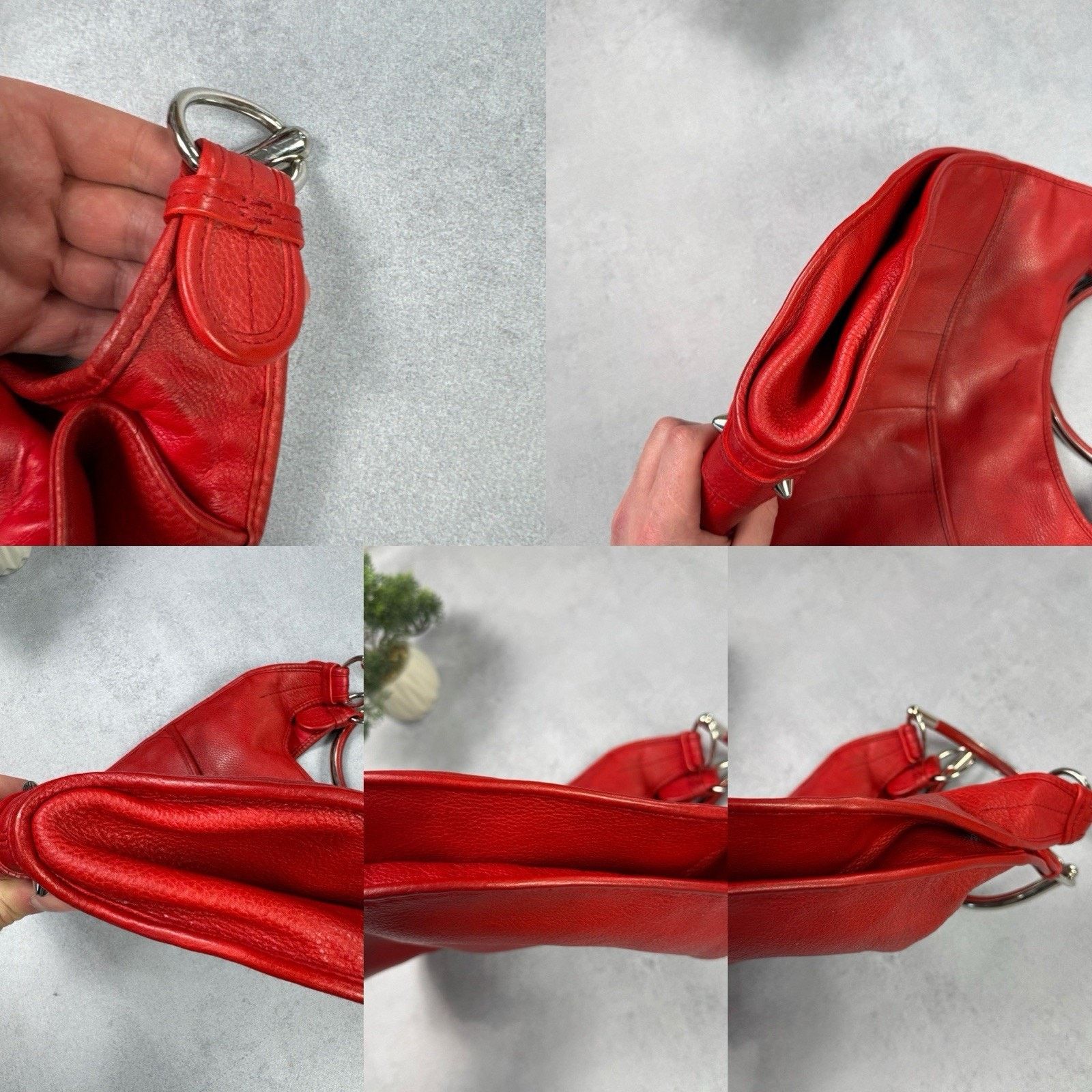 Christian Dior Red Leather Medium 61 Tote