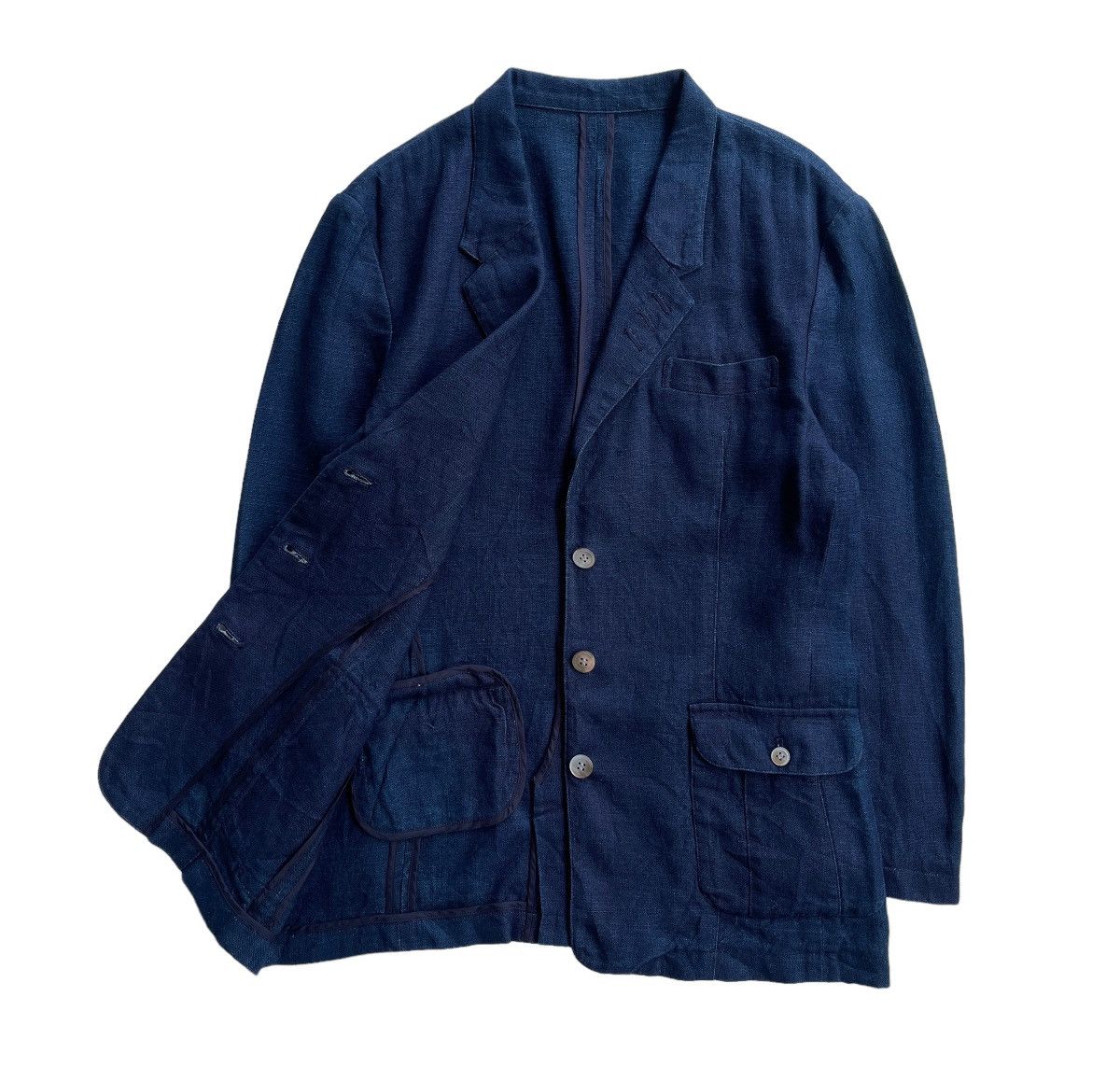 Indigo Modemoiselle Non Non Blue Indigo Linen Jacket Size US M / EU 48-50 / 2 - 4 Thumbnail