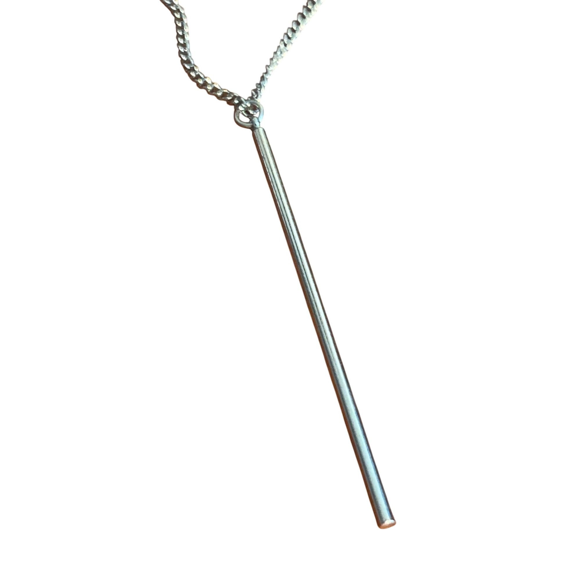 Other Minimalist Silver Tone Bar Pendant Necklace Collar Circle Sp Size ONE SIZE - 2 Thumbnail