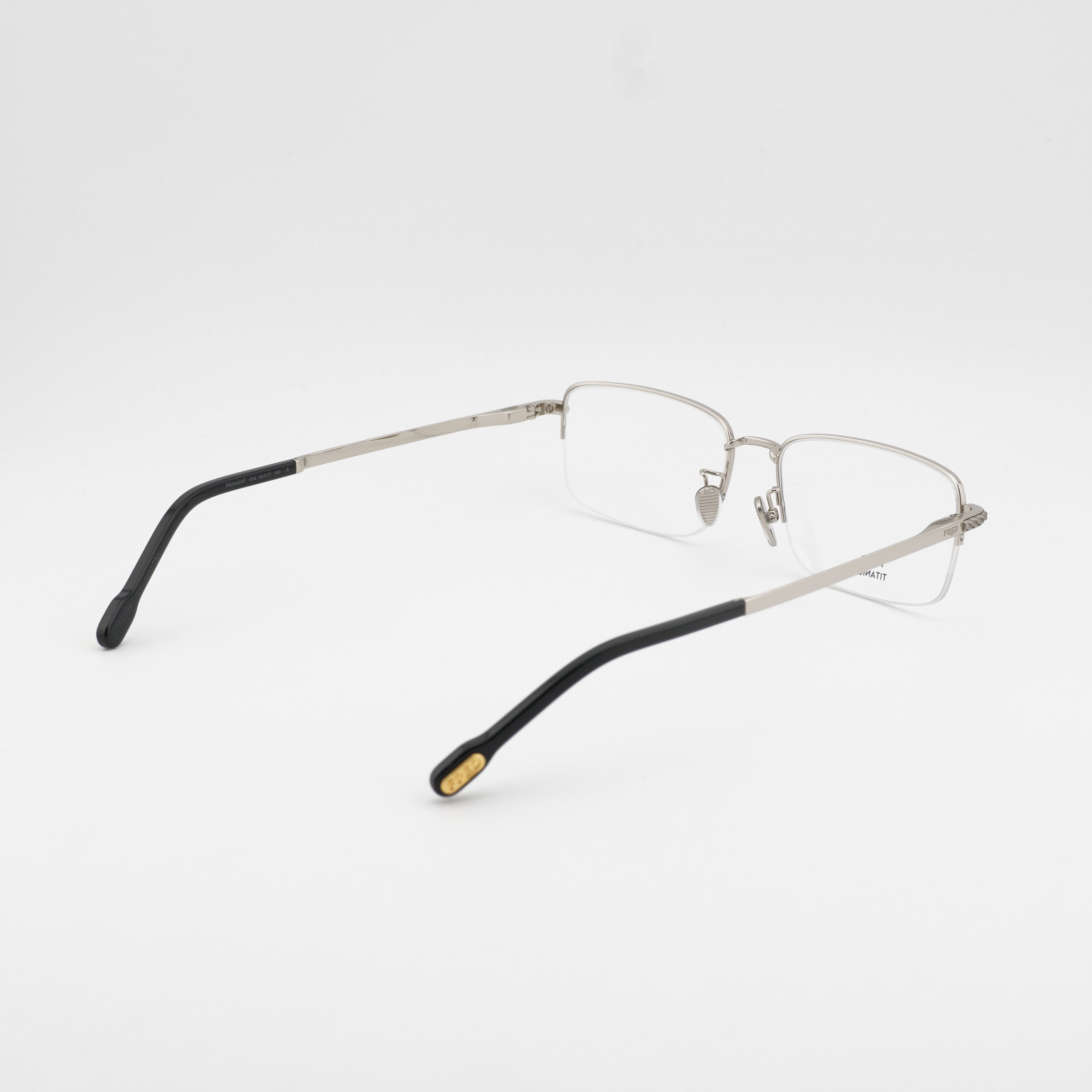 FRED Fred FG50024F 016 Eyeglasses Silver 56mm Rectangle Frame Size ONE SIZE - 5 Thumbnail