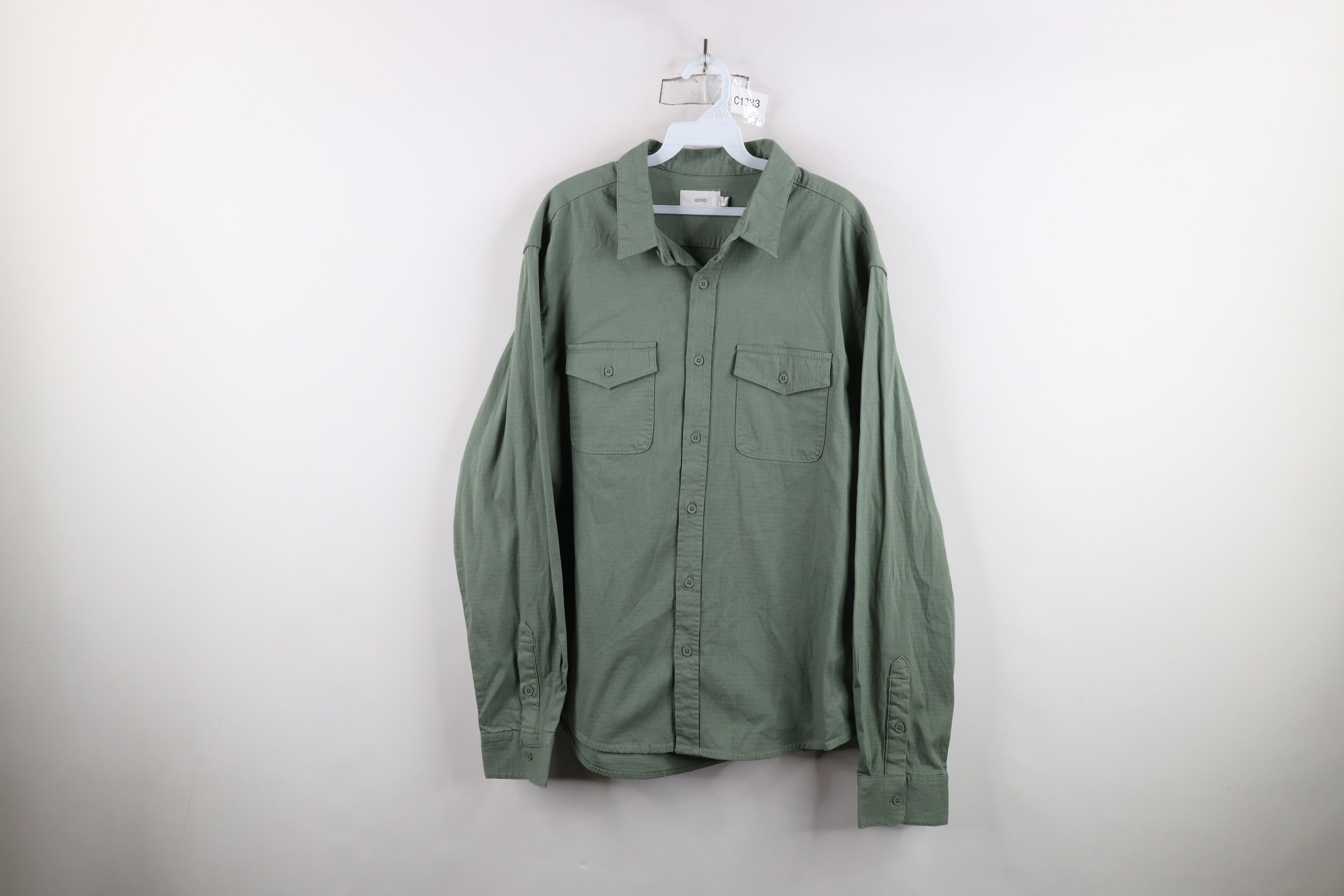 Onia × Vintage Onia Terrain Ripstop Collared Button Shirt Green Cotton Size US L / EU 52-54 / 3 - 1 Thumbnail