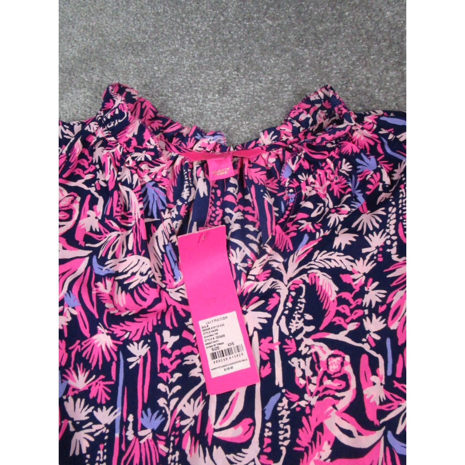 Lilly Pulitzer Lilly Pulitzer Savanna Top Womens 2XS Pink Floral Blouse Crew Neck Pullover Long Sleeve New Size XXS / US 00 / IT 34 - 2 Thumbnail