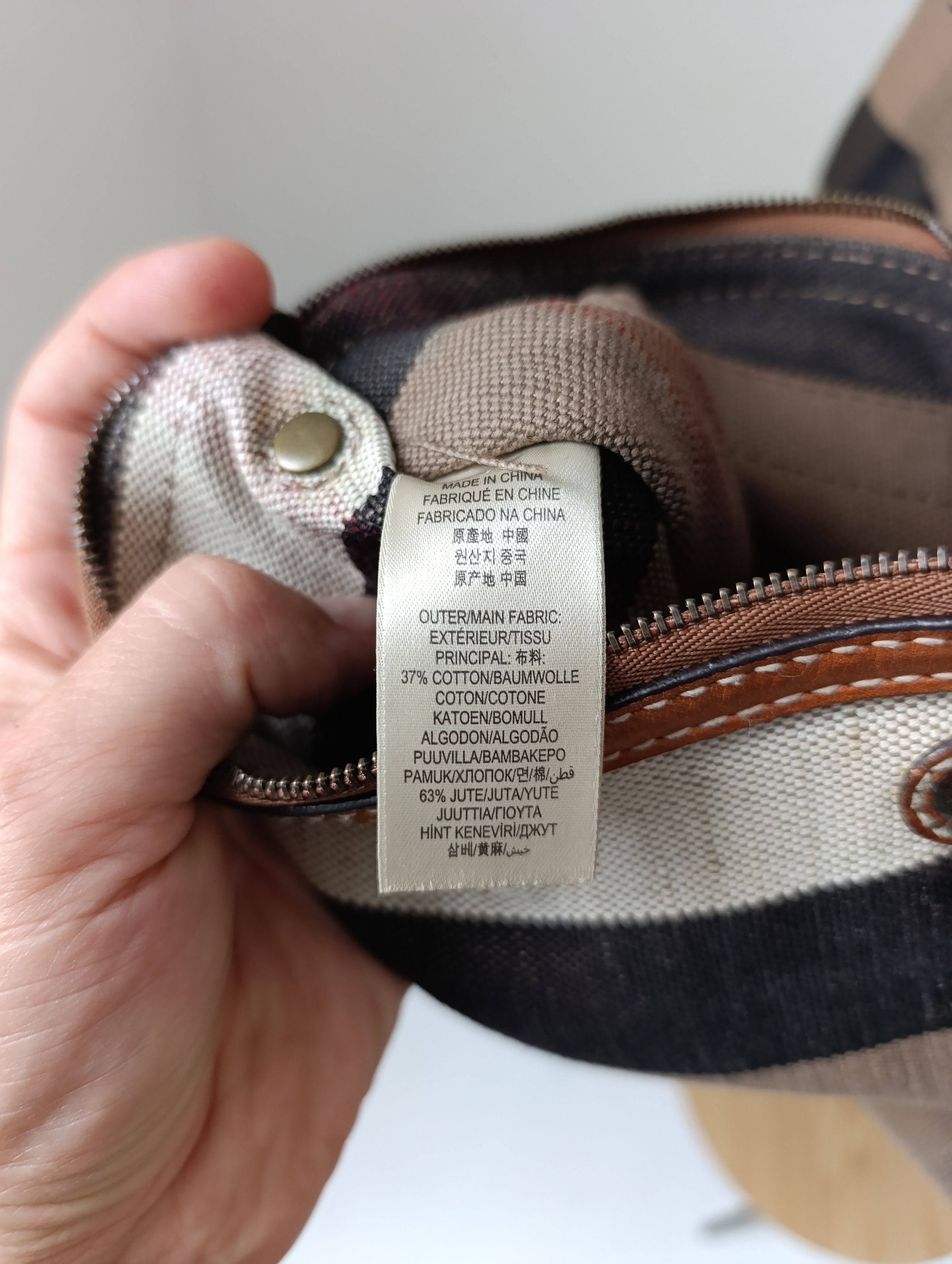 Burberry BURBERRY ASHBY MEDIUM SADDLE LEATHER CHECK CANVAS HOBO BAG Size ONE SIZE - 12 Thumbnail