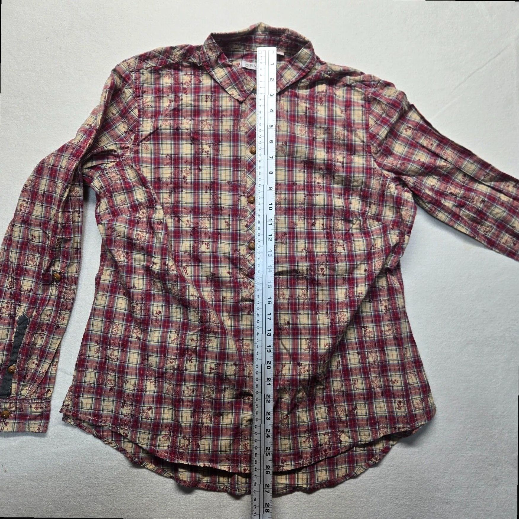 Orvis Orvis Flannel Plaid Shirt Blue Red Women's Large Long Sleeve Lightweight Button Up Size L / US 10 / IT 46 - 6 Thumbnail