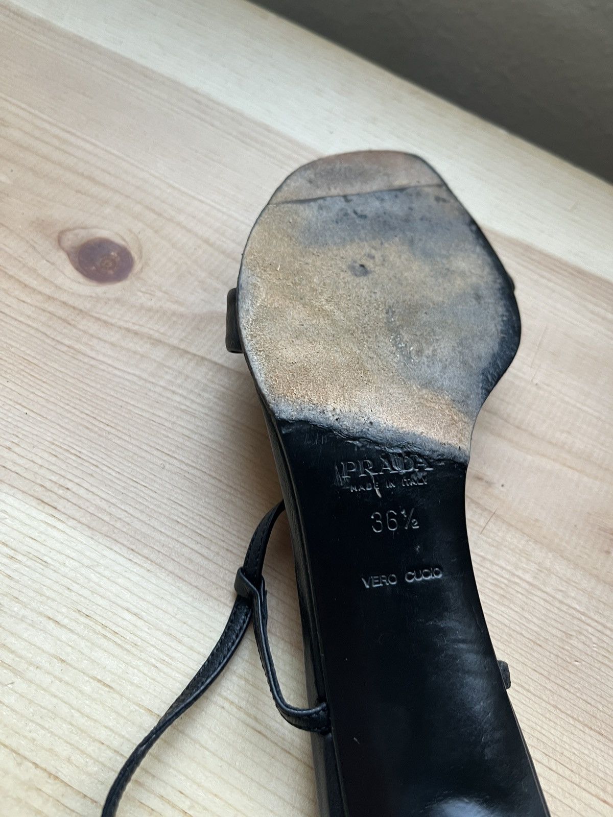 Prada × Vintage Vintage Prada leather heeled sandals Size US 6.5 / IT 36.5 - 15 Thumbnail