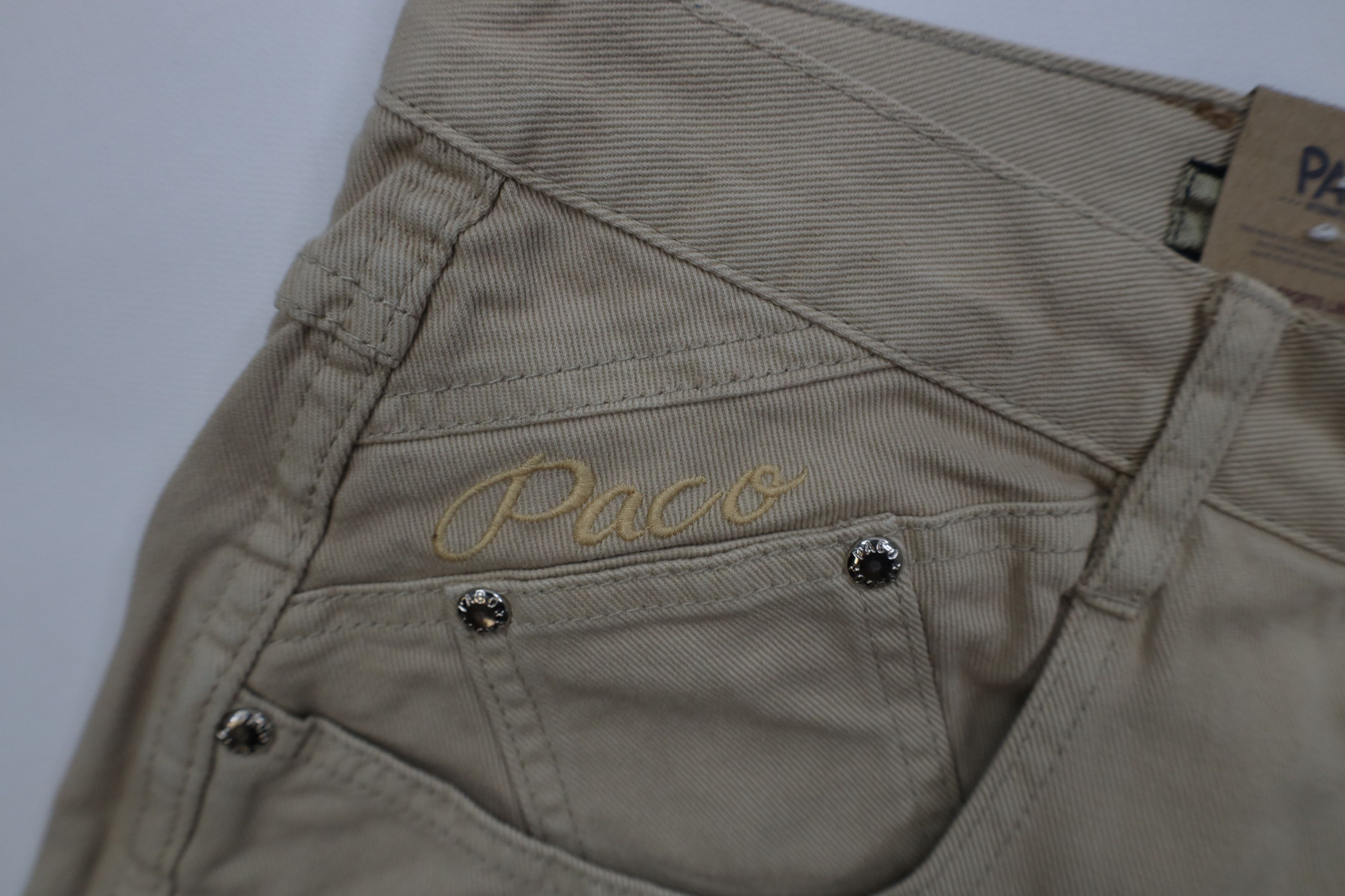 Vintage Deadstock Vintage 90s Paco Hip Hop Denim Jean Shorts Tan Size US 34 / EU 50 - 7 Thumbnail