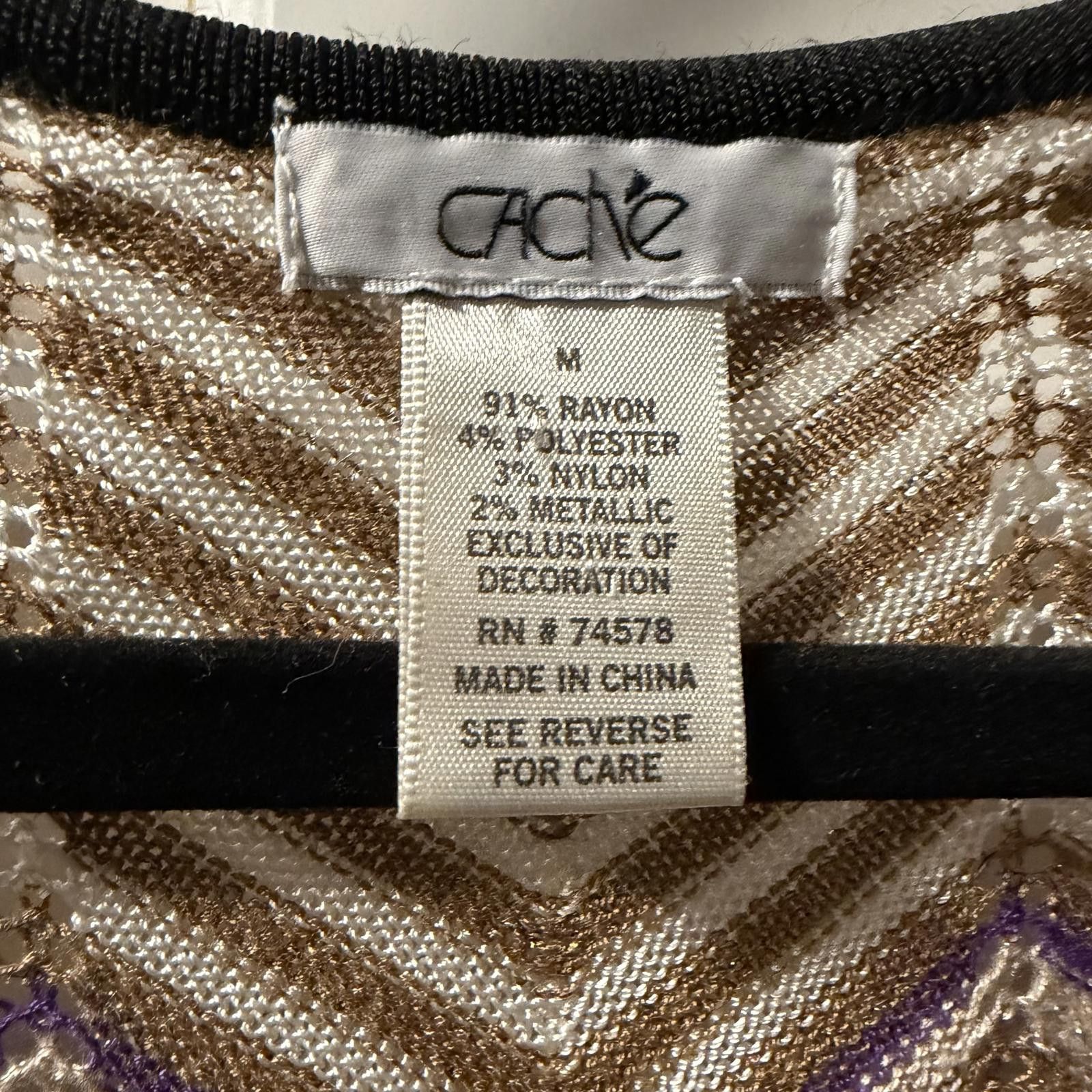 Other Cache Women's Medium Chevron Pattern Knit Top with Metallic Size M / US 6-8 / IT 42-44 - 4 Thumbnail