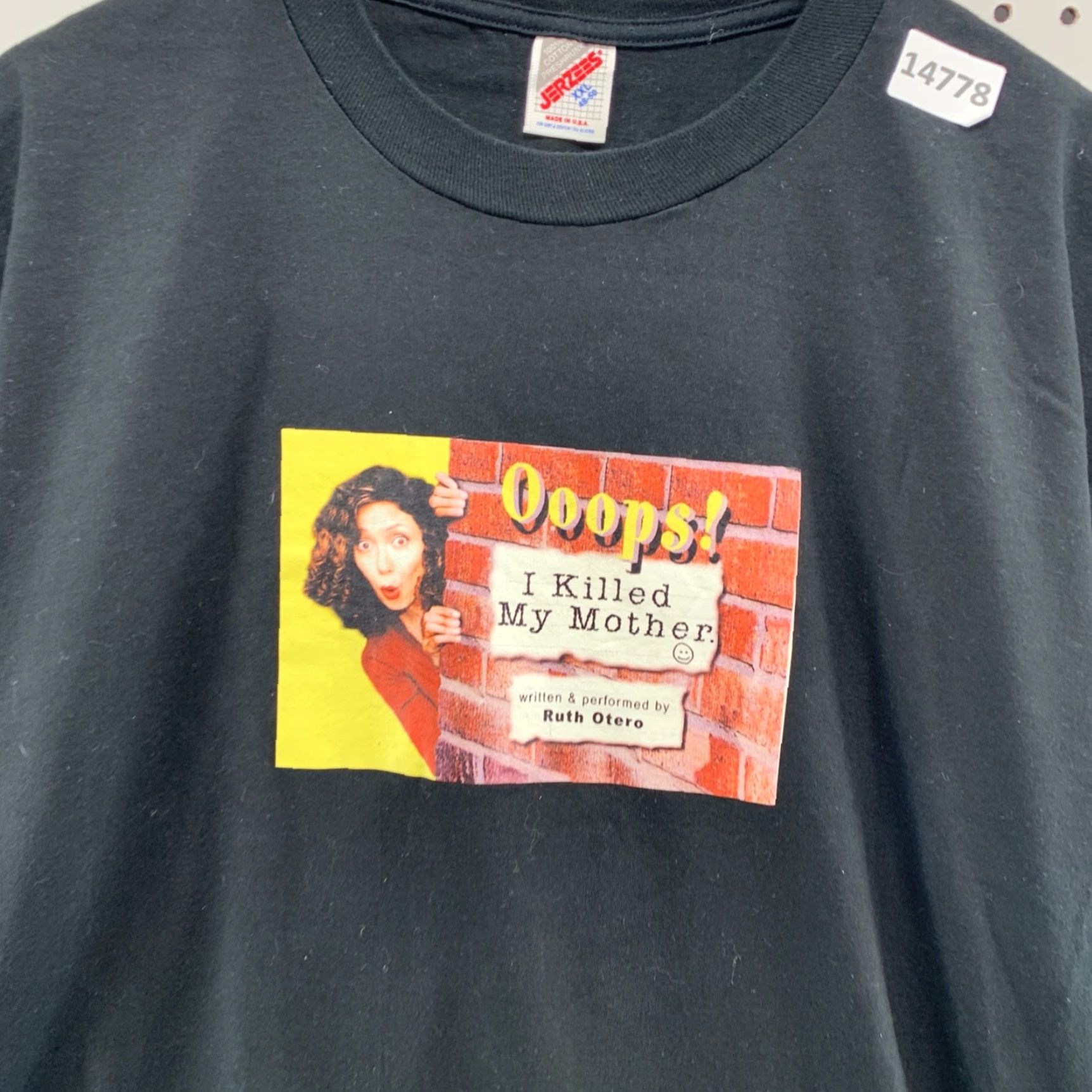 Jerzees VINTAGE Oops I Killed My Mother Book Shirt Cotton Black XL Unisex Adults Short Sleeve Crew Neck T-Shirt 90s Theme Mens Womens Size US XL / EU 56 / 4 - 5 Thumbnail