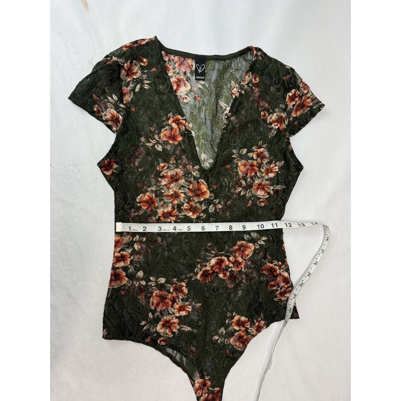 Other Sheer Lace Boho Bodysuit Floral Green Windsor Women Medium Size M / US 6-8 / IT 42-44 - 6 Thumbnail