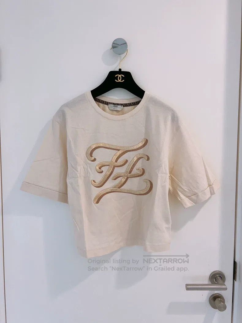 Fendi Fendi Beige Double F Logo Short-Length Short-Sleeve T-Shir Size XS / US 0-2 / IT 36-38 - 1 Thumbnail