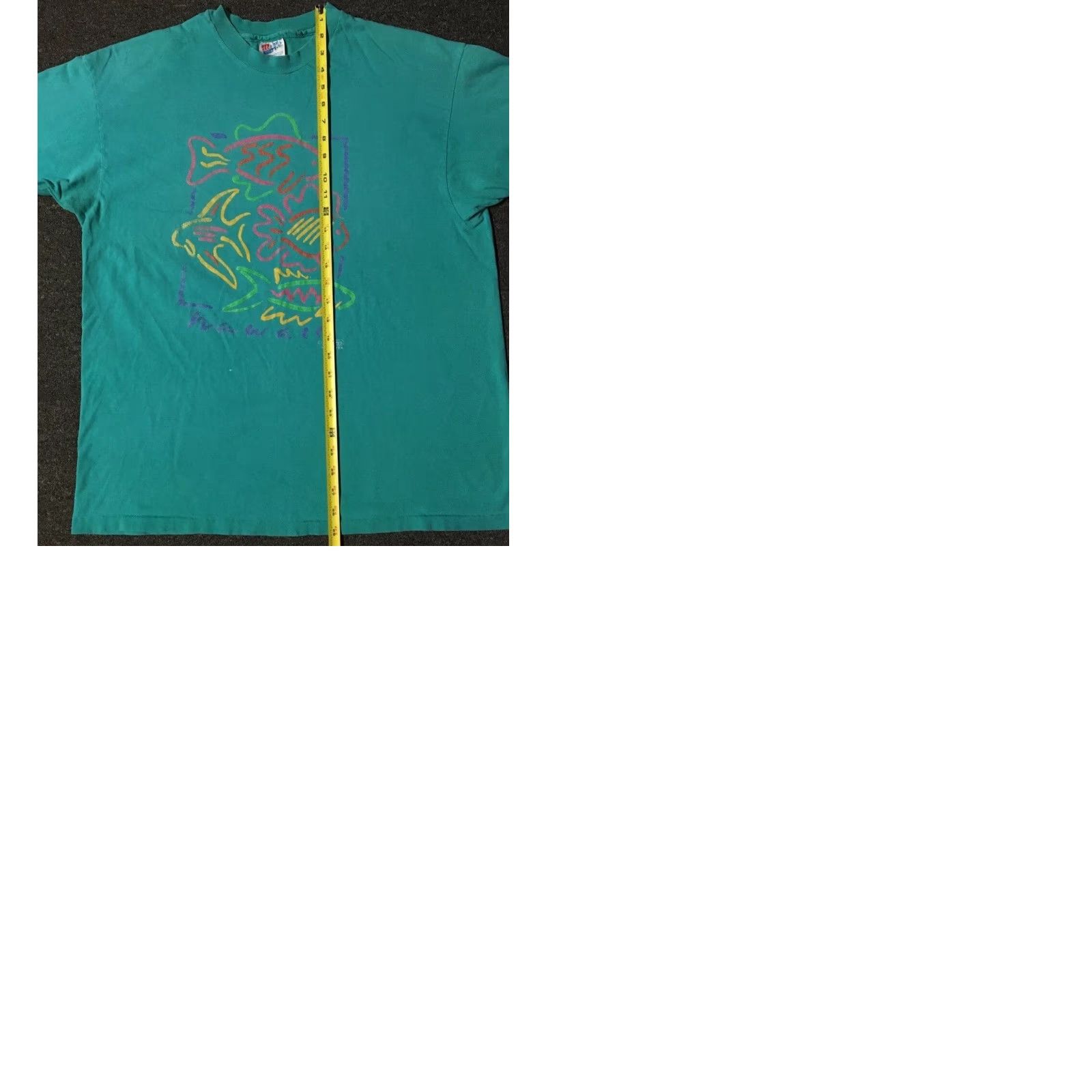 Vintage VINTAGE Hawaii Abstract Fish Shirt XL USA Art Beach Surf Grunge 90s OP Ocean Pacific 80s Single Stitch Mens T-Shirt Green Front Graphic Tee Size US XL / EU 56 / 4 - 10 Thumbnail