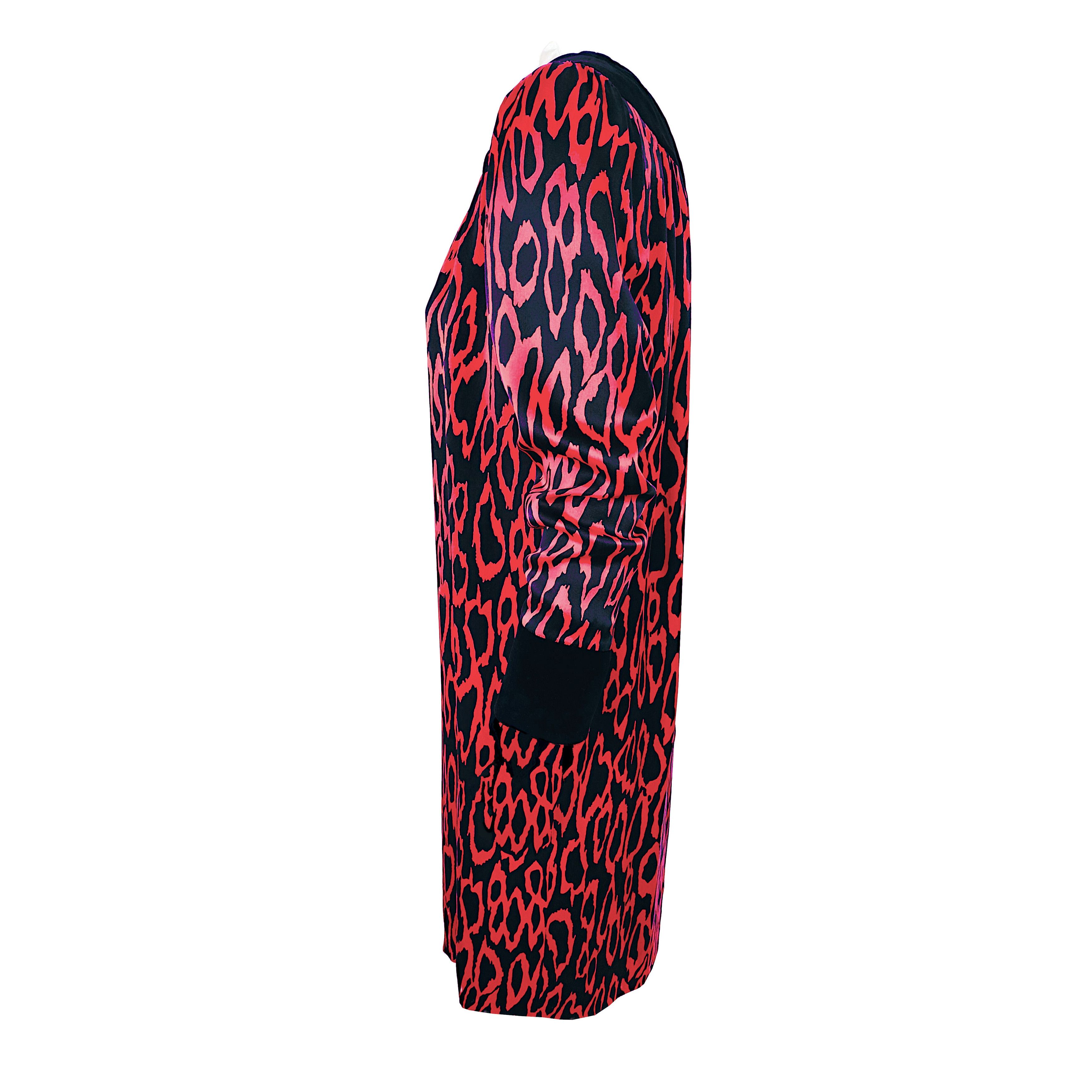 Givenchy Rare Vintage 90s Silk Dress Red Abstract Animal Print Size S / US 4 / IT 40 - 3 Thumbnail