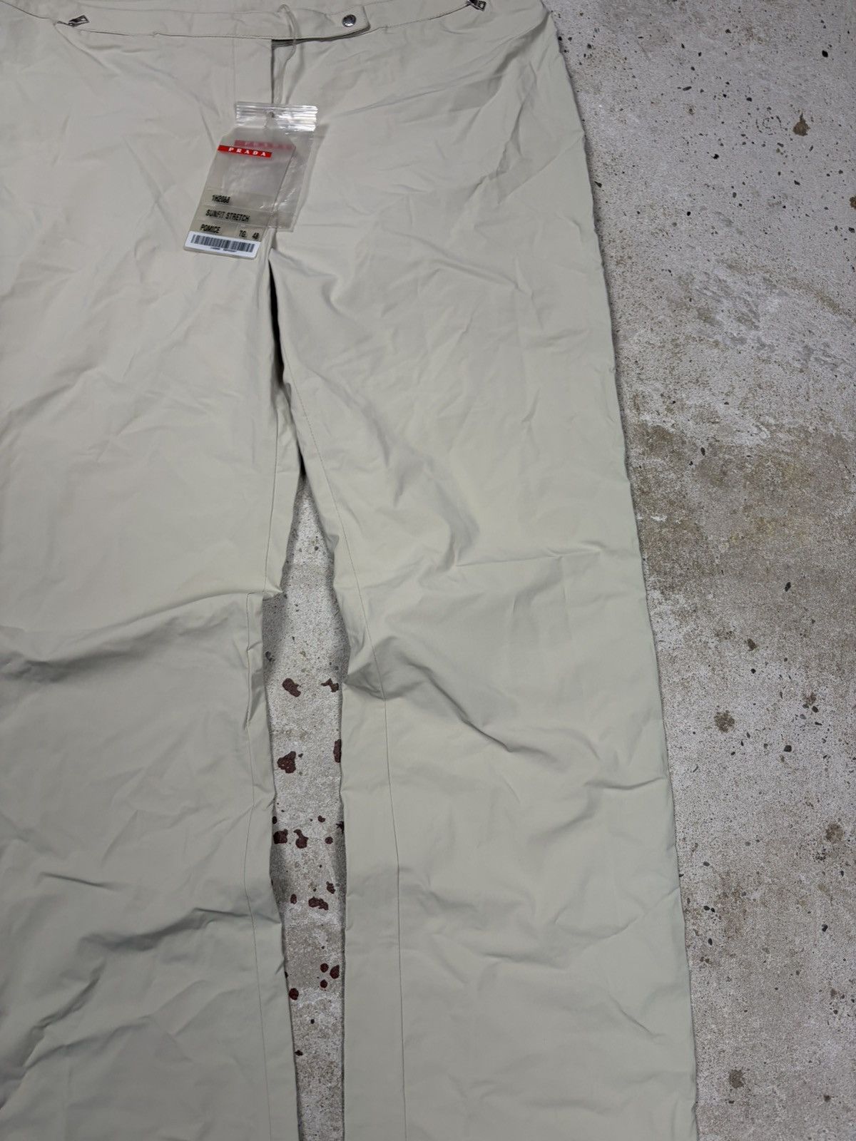 Prada DSWT 2000s Prada Sport Beige Baggy Red Tab Pants Linea Rossa Size 33" - 11 Thumbnail