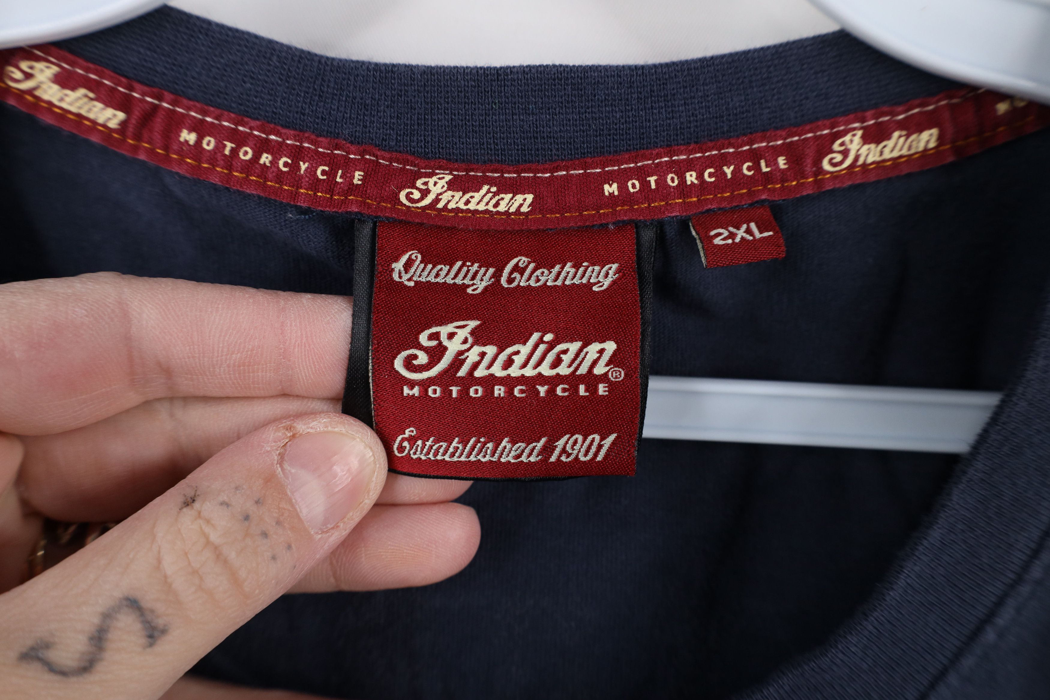 Vintage Vintage Spell Indian Motorcycle Short Sleeve T-Shirt Blue Size US XXL / EU 58 / 5 - 7 Thumbnail
