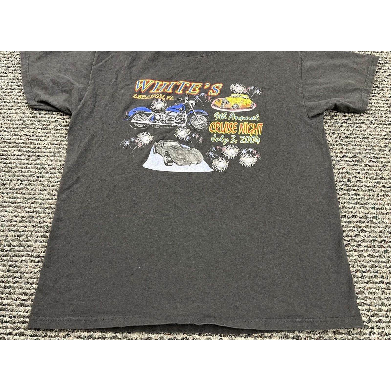 Harley Davidson VINTAGE Harley Davidson T-Shirt Adult L Cruise Night Biker Motorcycle Cotton USA Gray 90s Mens Size US L / EU 52-54 / 3 - 2 Thumbnail
