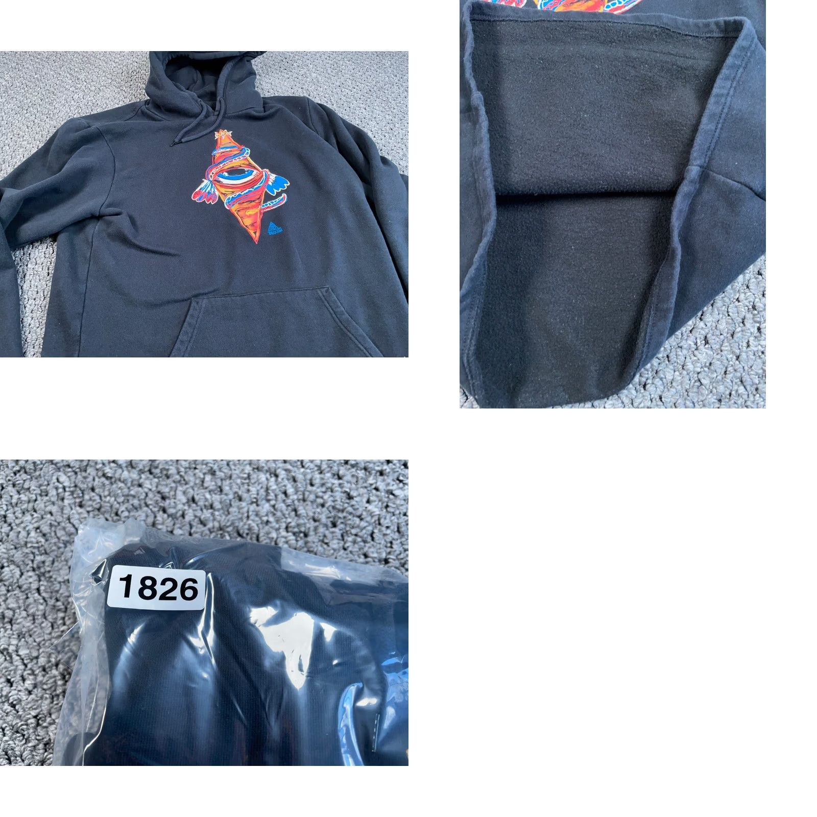 Brixton Brixton Shirt Mens XL Black Visual Relay Print Hoodie Adult Drawstring Sweatshirt Feather Size US XL / EU 56 / 4 - 9 Thumbnail