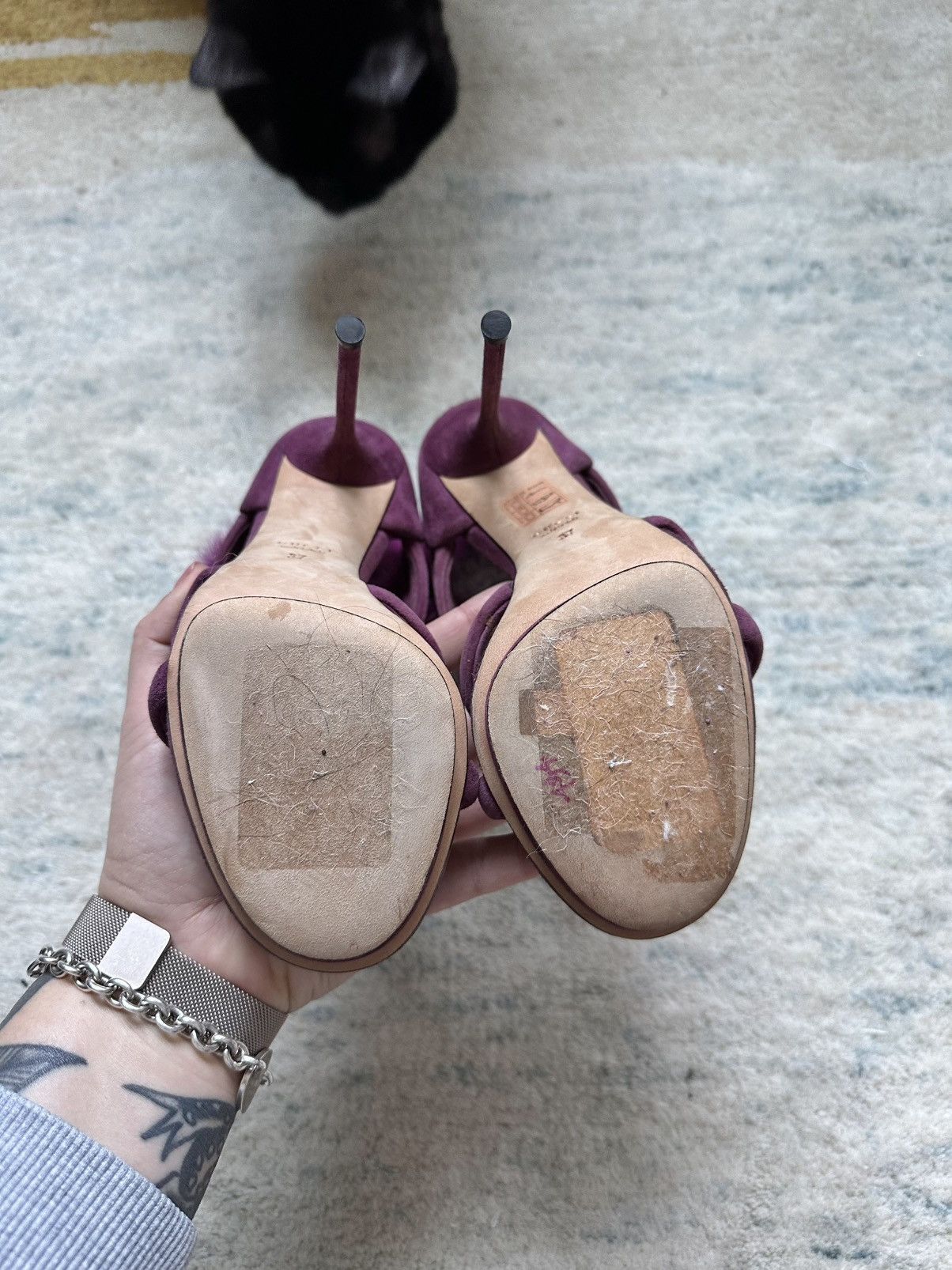 Gucci Gucci Camilla T Strap Suede Heels Sandals Mink Fur Cuff Size US 7 / IT 37 - 8 Thumbnail