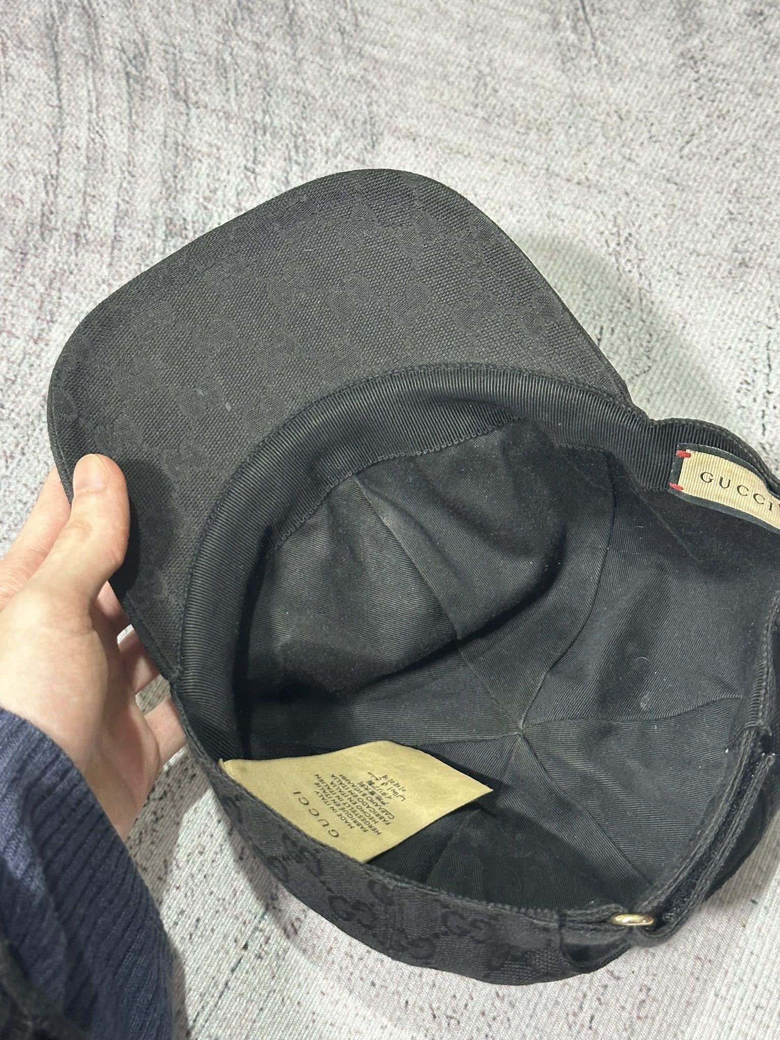 Gucci Gucci Hat GG Monogram Leather Patch Logo Black Size ONE SIZE - 10 Thumbnail