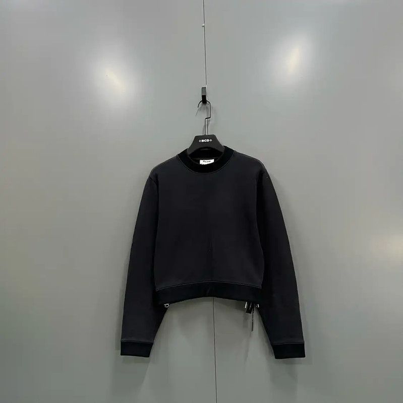 Acne Studios Acne Studios Black Cropped Cotton Sweatshirt Size M / US 6-8 / IT 42-44 - 1 Thumbnail