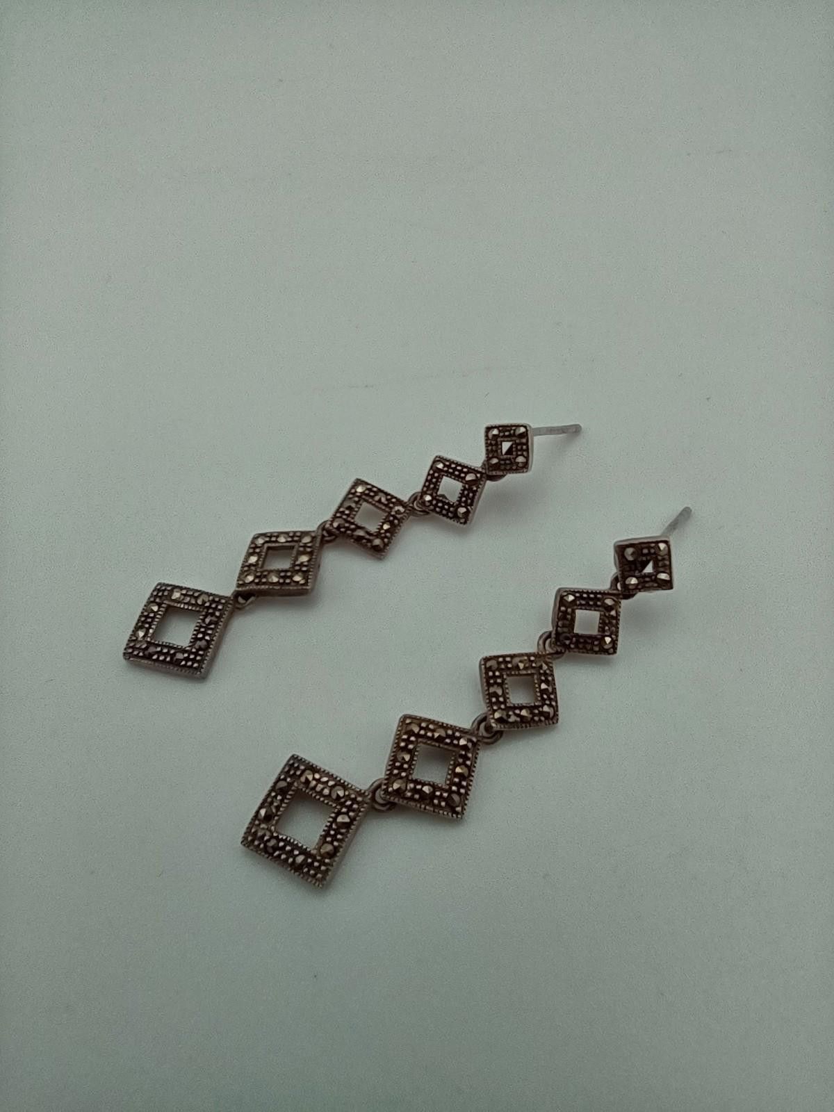 The Unbranded Brand Art Deco Sterling Silver Geometric Dangle Earrings Size ONE SIZE - 4 Thumbnail