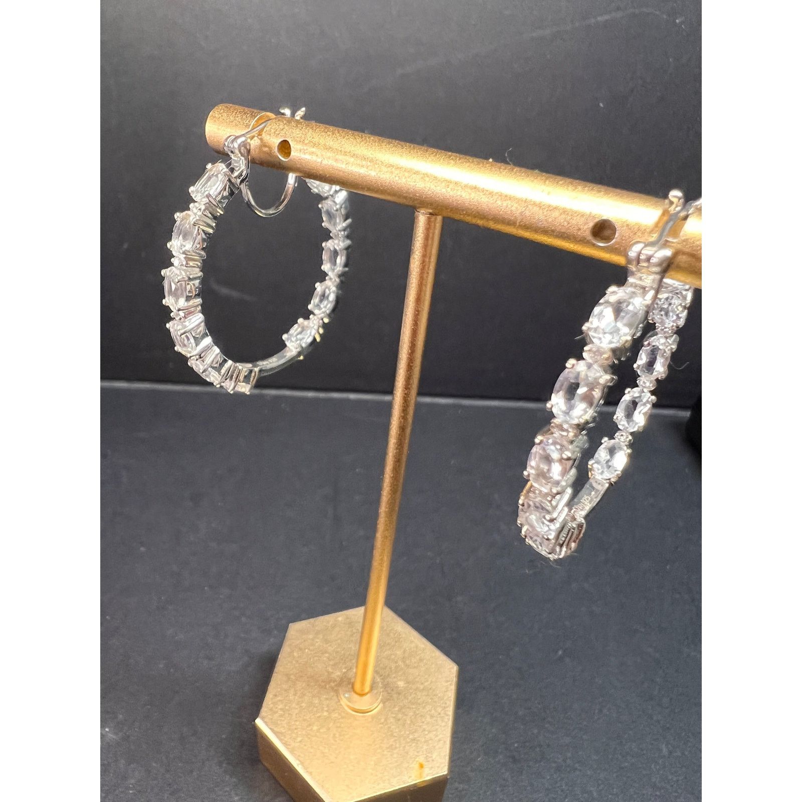 Other NEW Petalite zircon hoop earrings platinum over 925 silver Size ONE SIZE - 9 Thumbnail