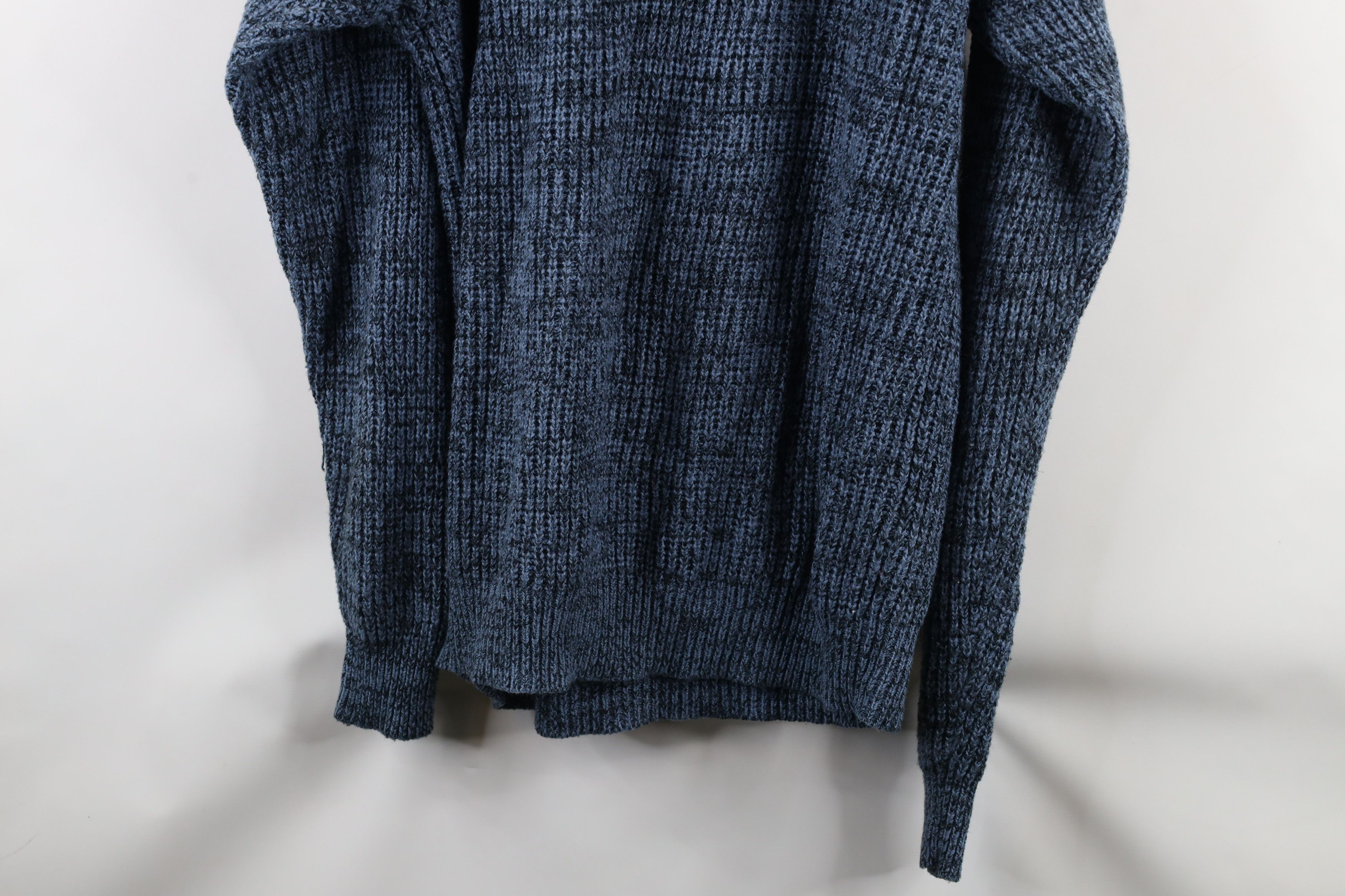 Vintage Vintage 90s Streetwear Blank Chunky Ribbed Knit Sweater Blue Size US L / EU 52-54 / 3 - 7 Thumbnail
