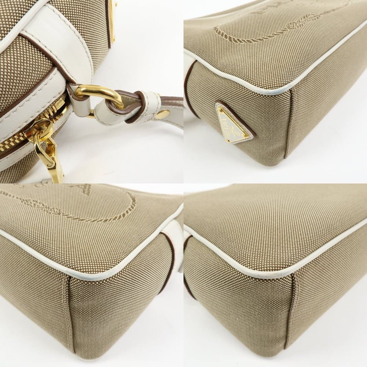 Prada Prada Logo Jacquard Shoulder Bag Tan Size ONE SIZE - 5 Thumbnail
