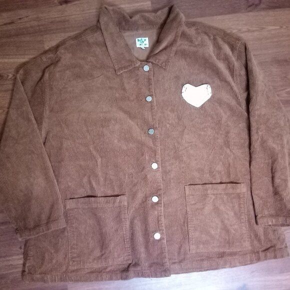 Other Shiny By Nature Heart Corduroy Work Shirt Jacket Size L / US 10 / IT 46 - 2 Thumbnail
