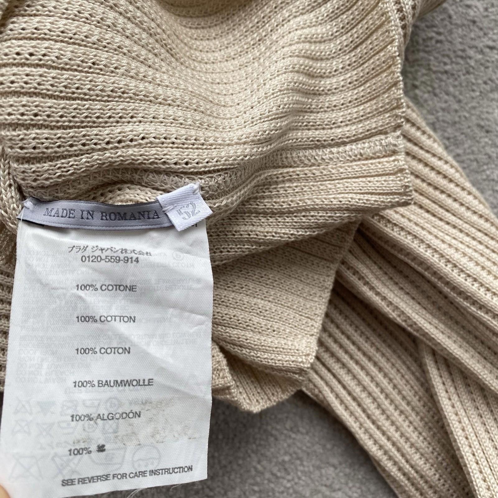 Prada Prada Men’s Ribbed Cotton Crewneck Size 52 Cream Size US M / EU 48-50 / 2 - 7 Thumbnail