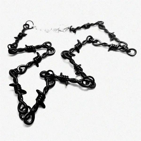 Jewelry Unisex Small Black Barbed Wire Choker Necklace Size ONE SIZE - 2 Thumbnail
