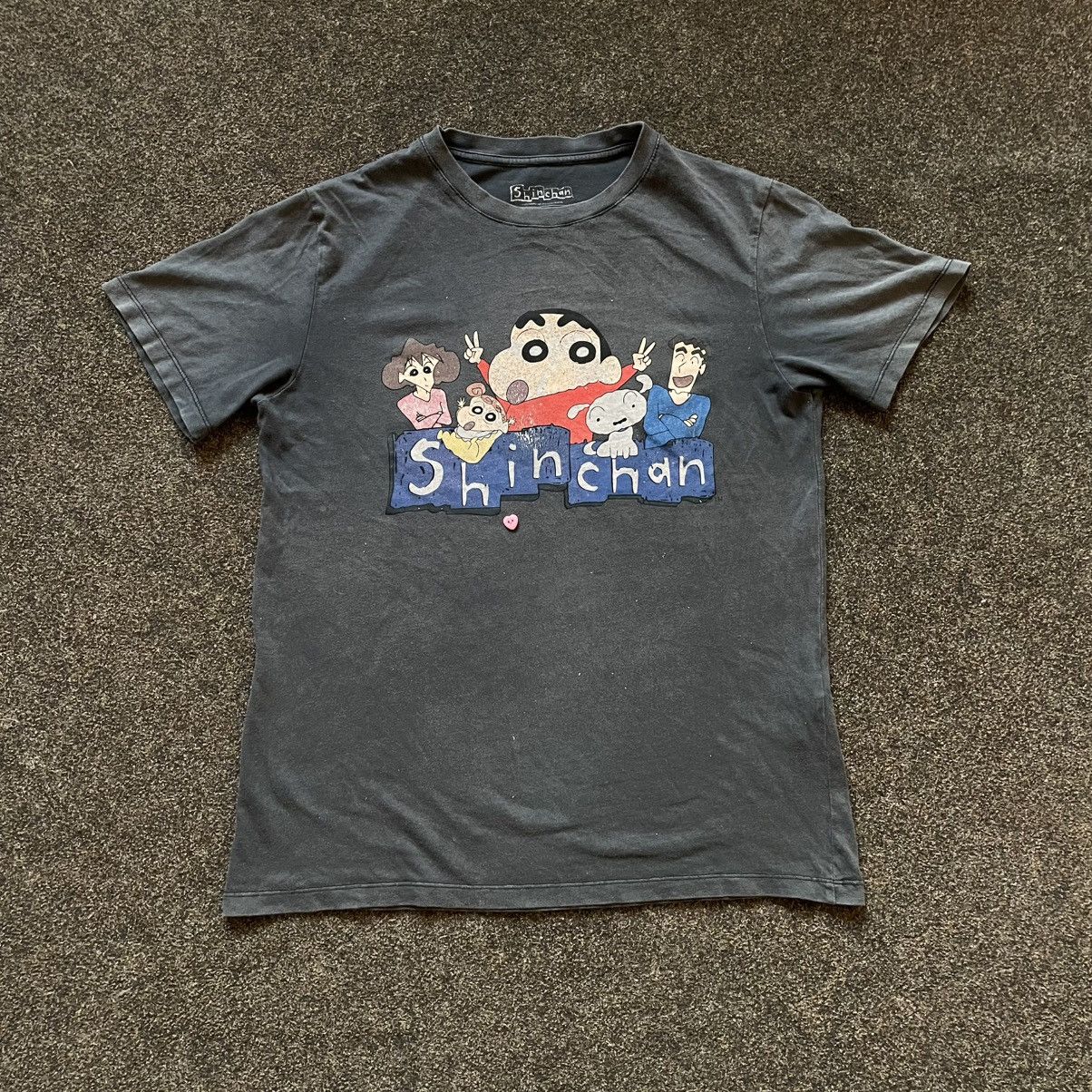 Vintage 90s Shin Chan Graphic Tee Faded Black Rave Baggy S