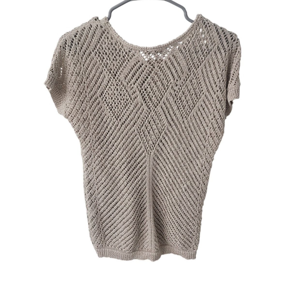 Other Chico's Beige Crochet Short Sleeve Top - Size 0 (S/4) Size S / US 4 / IT 40 - 2 Thumbnail