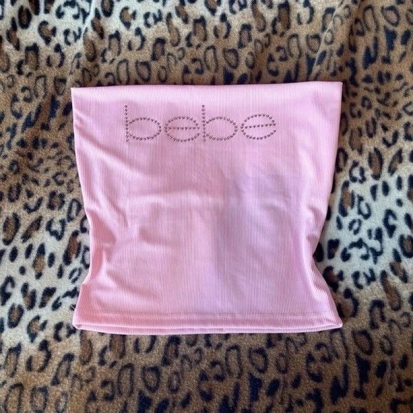 Bebe × Vintage Pink Bebe Tube Tops Cute Crop Top Rhinestone Stripe Stripes Size S / US 4 / IT 40 - 1 Thumbnail