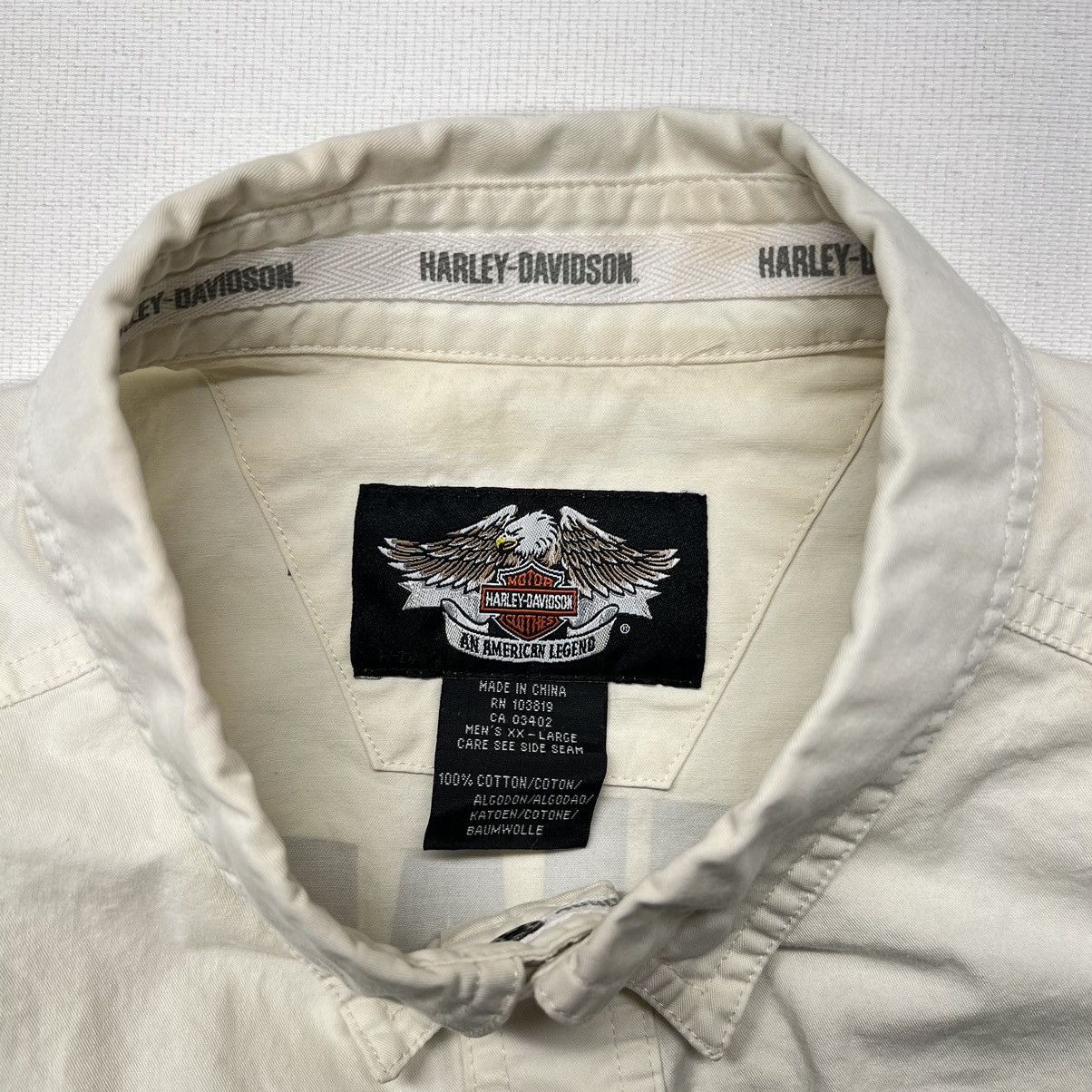 Harley Davidson × Vintage Harley Davidson Button Up Shirt White Cut Off Vest Stripe Size US XXL / EU 58 / 5 - 13 Thumbnail