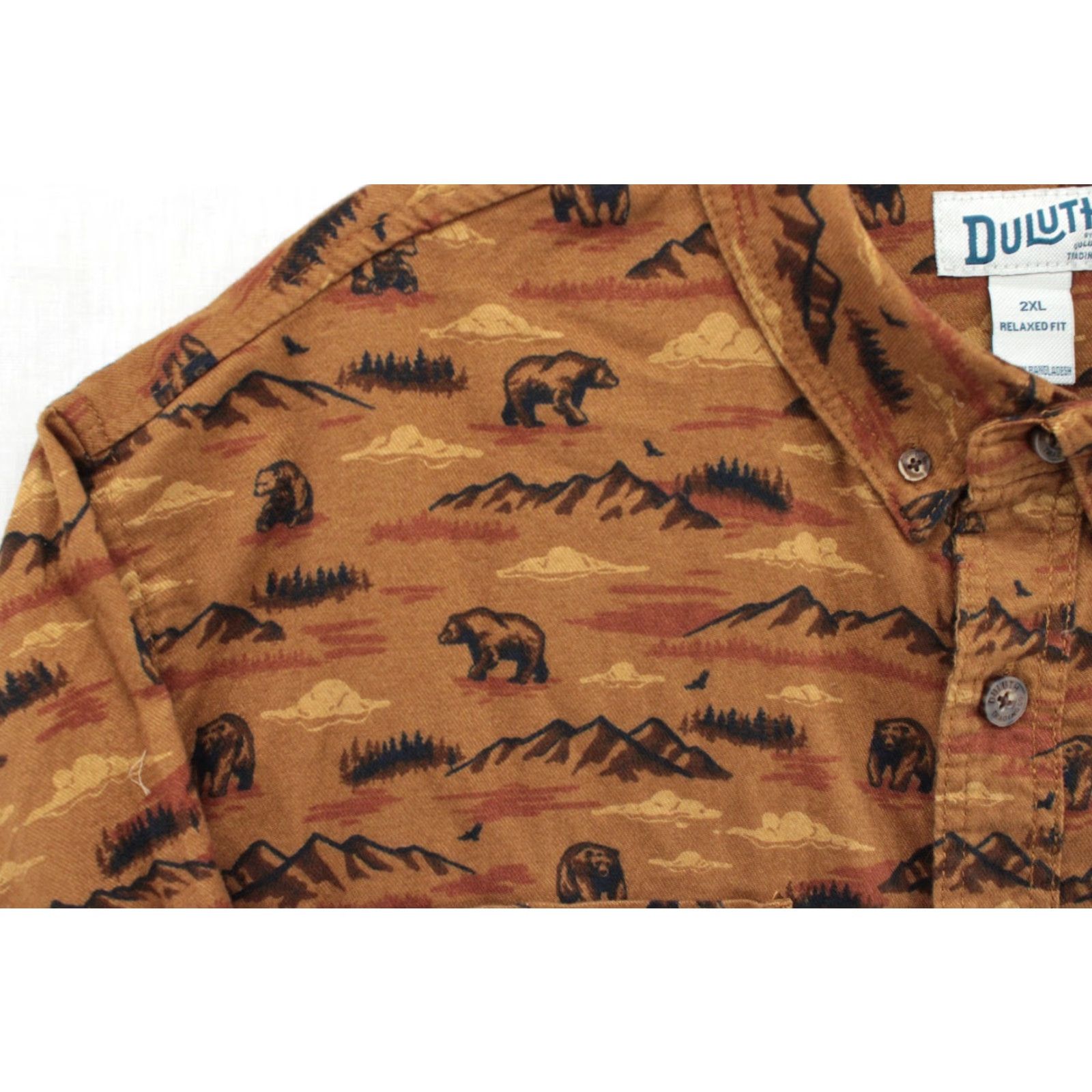 Vintage Duluth NWT Men Shirt Swingin Untucked Free Flannel Brown Bear Print Outdoors 2XL Button-Up Collared Long Sleeve Size US XXL / EU 58 / 5 - 3 Thumbnail