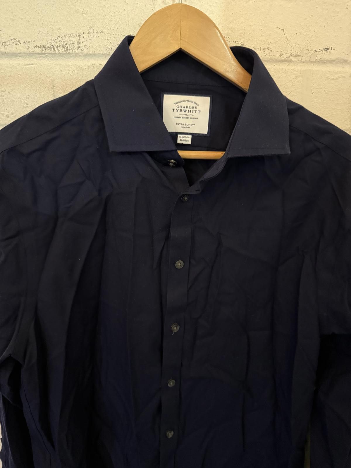 Charles Tyrwhitt Charles Tyrwhitt Navy Blue Men's Dress Shirt Size 38R - 3 Thumbnail