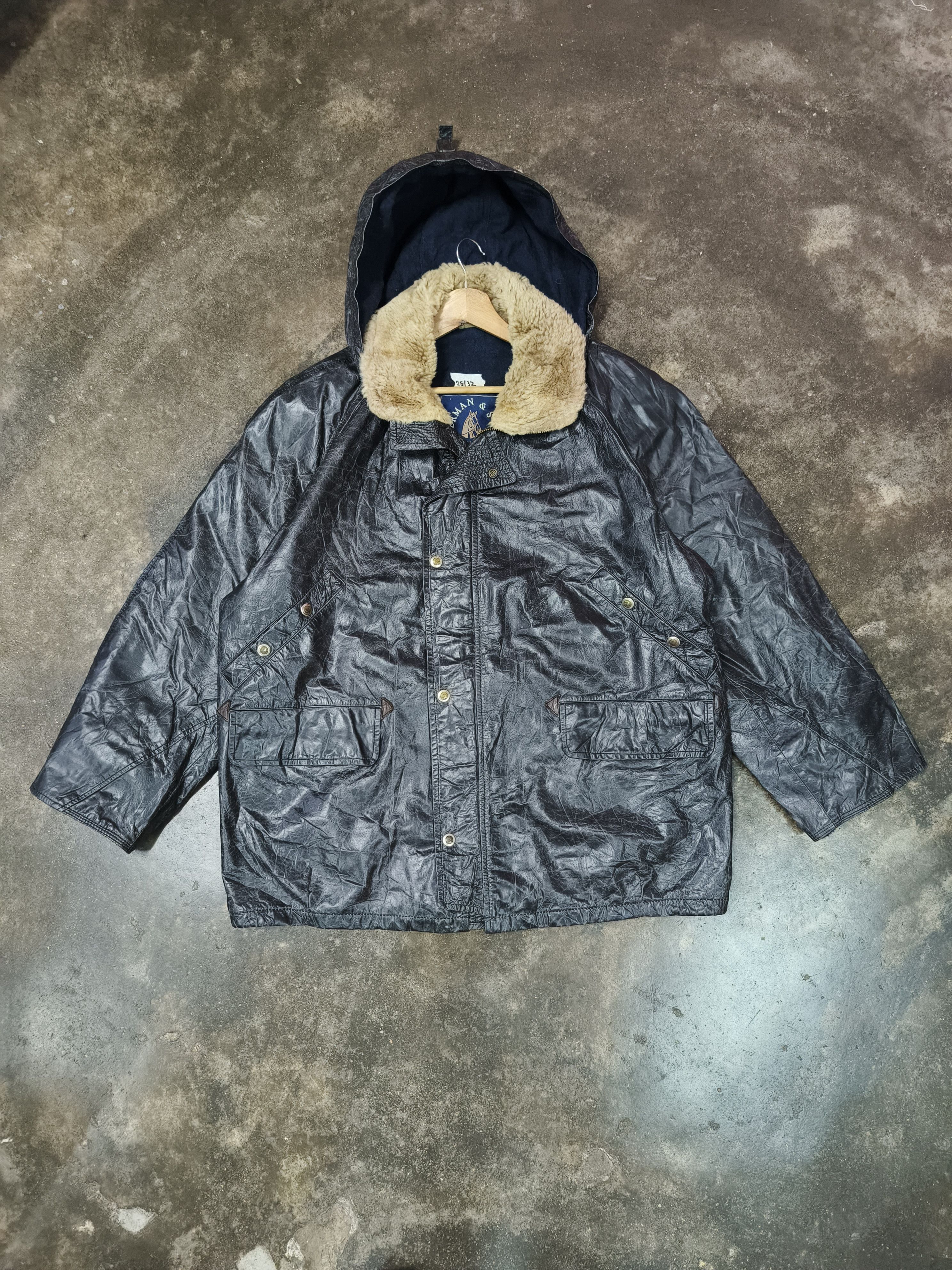 Vera Pelle herman & sons vera pelle leather parka jacket faux fur hood Size US XL / EU 56 / 4 - 1 Thumbnail