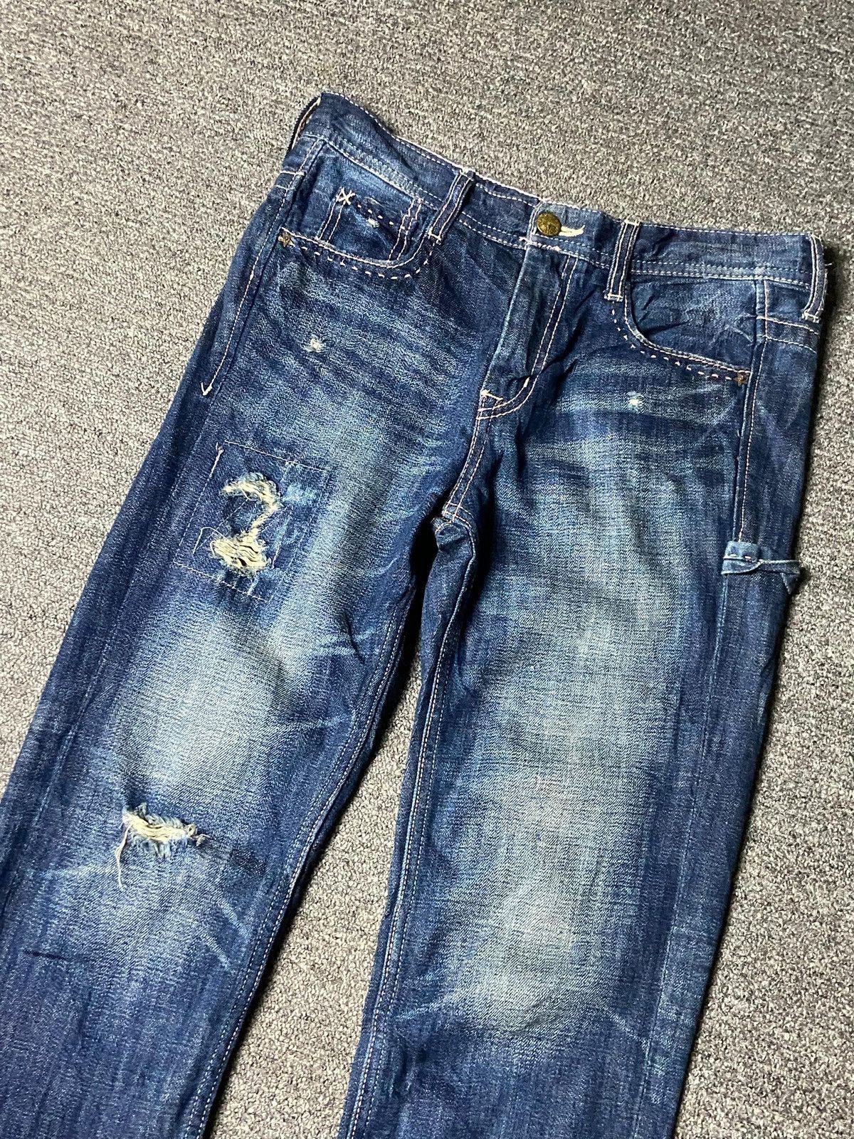 Japanese Brand CEPO Work & Military Distressed Ripped Jeans (158) Size US 32 / EU 48 - 9 Thumbnail