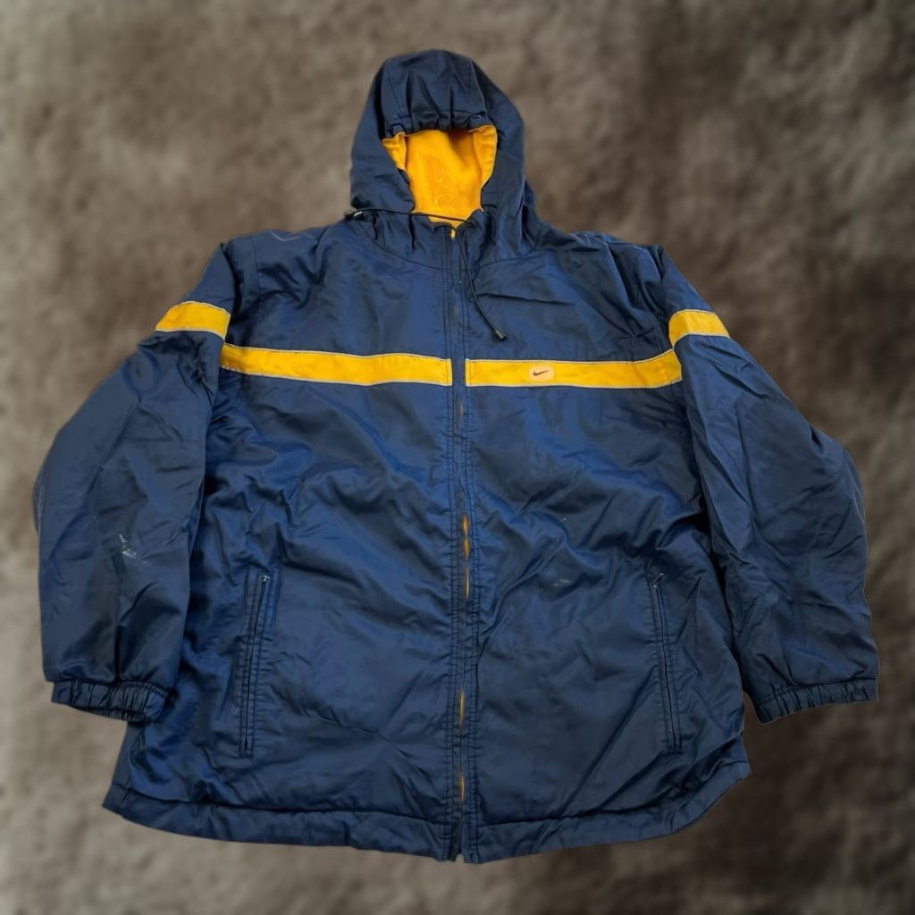 Nike VINTAGE Nike Reversible Jacket Mens L Blue Yellow Fleece Nylon Zip 90s Classic Sports Casual Size US L / EU 52-54 / 3 - 1 Thumbnail