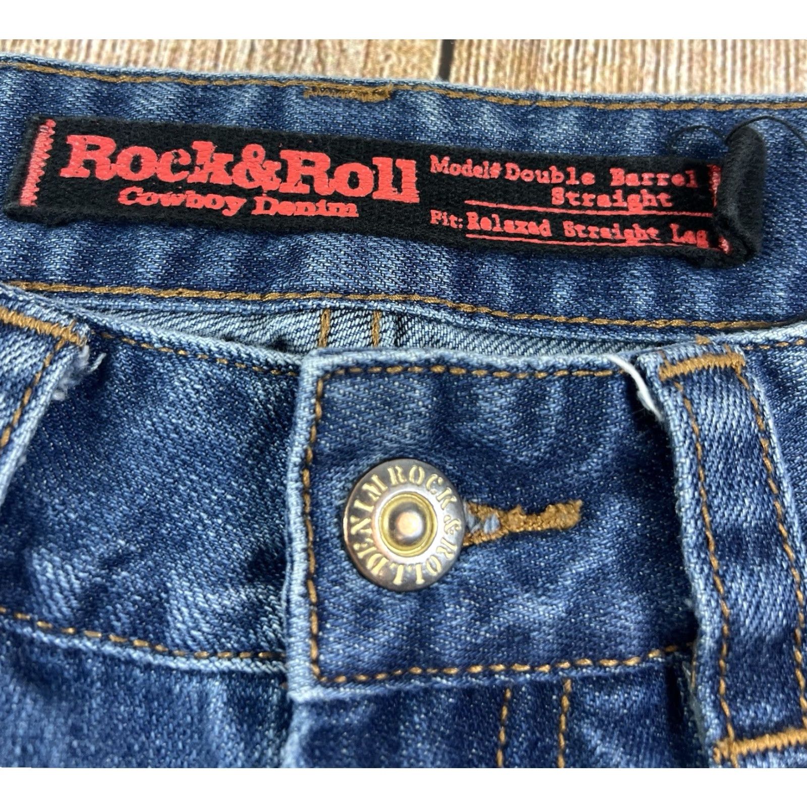 Doublet Rock & Roll Cowboy Jeans, Denim, Blue, Straight, Relaxed, 29x34, Double Barrel, Men Size US 29 - 6 Thumbnail