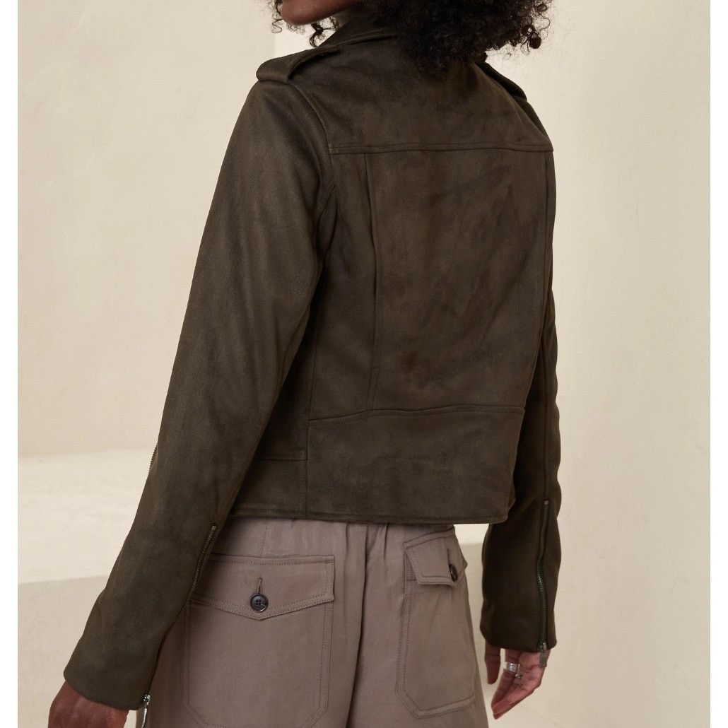 Banana Republic Banana Republic Faux Suede Moto Jacket in Brown, Size S Size S / US 4 / IT 40 - 2 Thumbnail