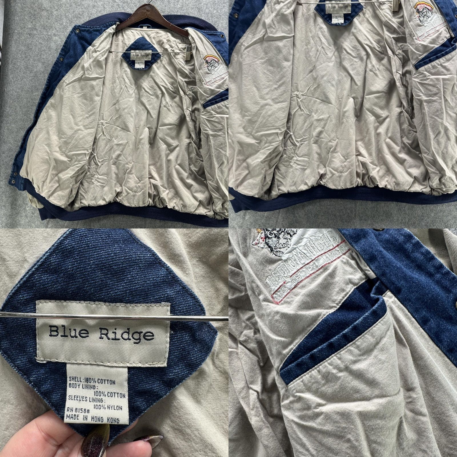 Vintage VINTAGE Blue Ridge Captain Morgan Jacket Mens L Blue Denim Varsity Jacket Cotton Lined Embroidered Logo 90s Casual Size US L / EU 52-54 / 3 - 9 Thumbnail