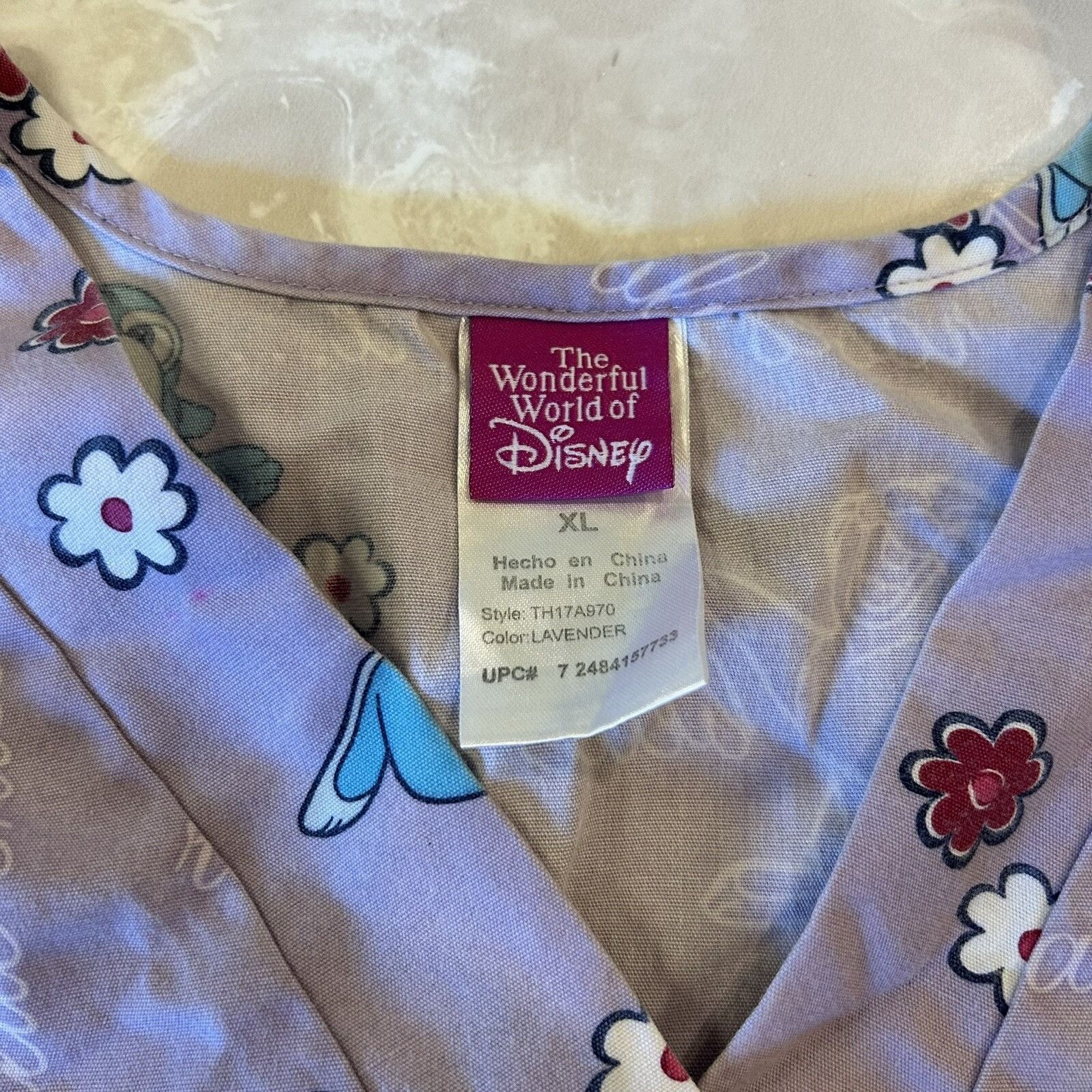 Disney Women's XL Disney Thumper Bunny Scrub Top Purple Turquoise " Size XL / US 12-14 / IT 48-50 - 2 Thumbnail