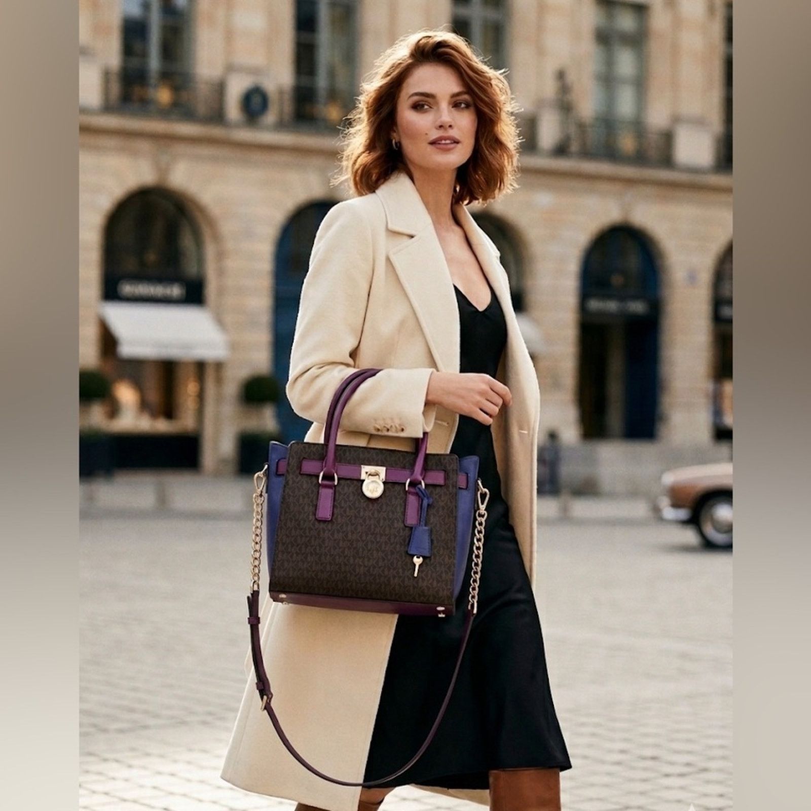 Michael Kors Michael Kors Hamilton Plum Leather Satchel Size ONE SIZE - 16 Thumbnail