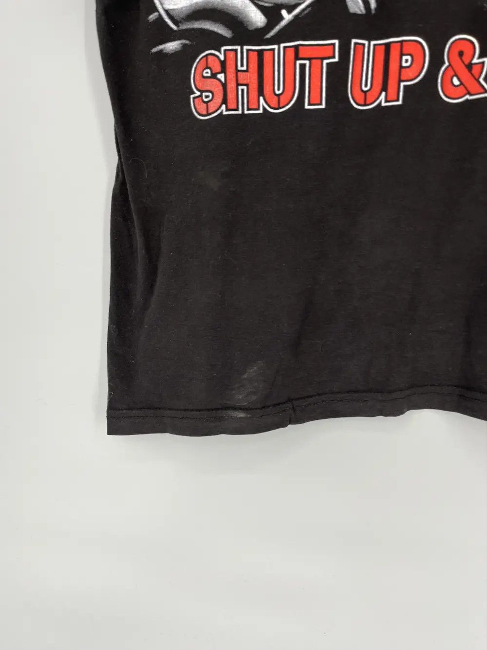 Harley Davidson Vintage 90s Skull on a Bike " SHUT UP RIDE " Horror Tee 90s Size US XL / EU 56 / 4 - 6 Thumbnail